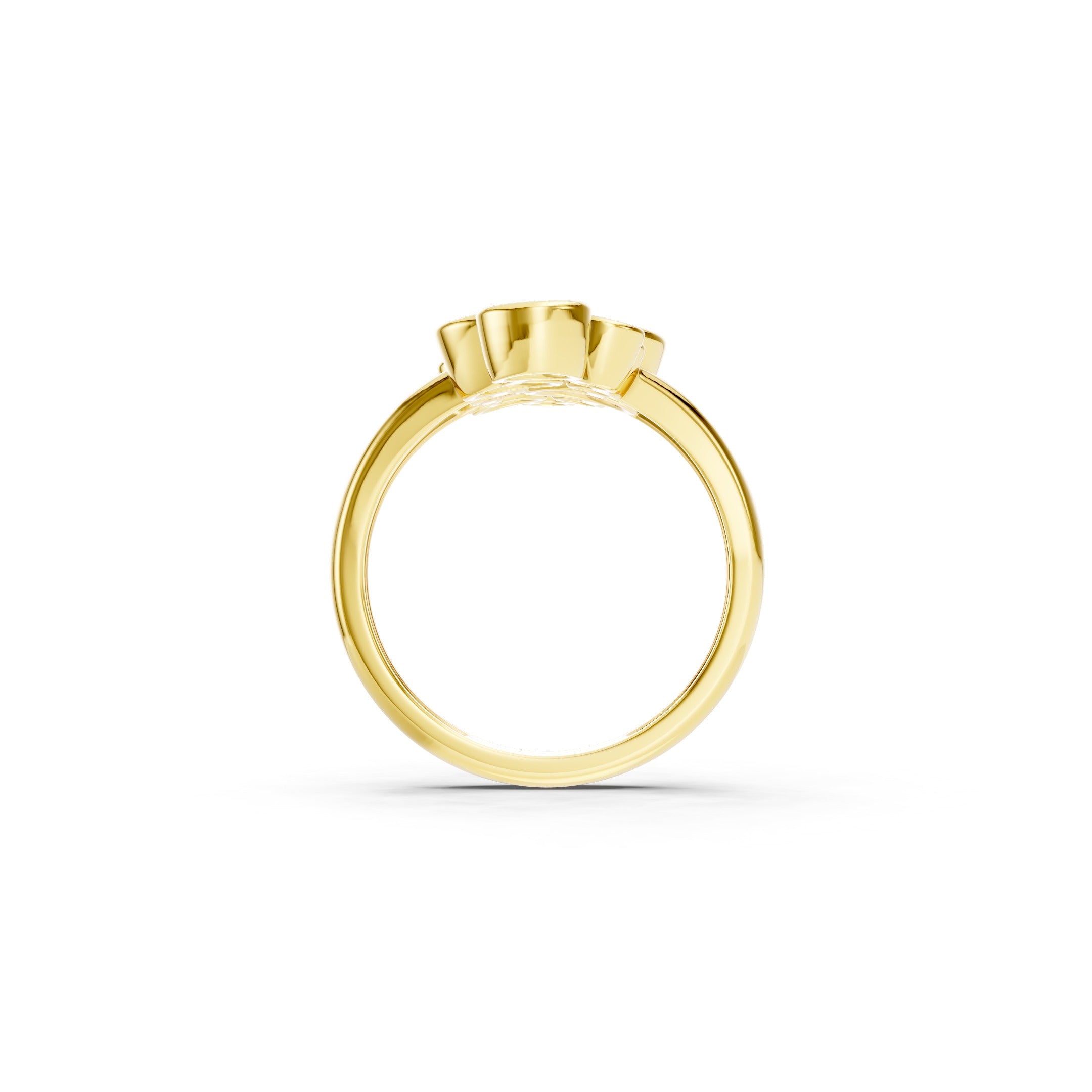 2 CT Round Lab Grown Diamond Cluster Ring Solid Gold Bezel Set Statement Ring