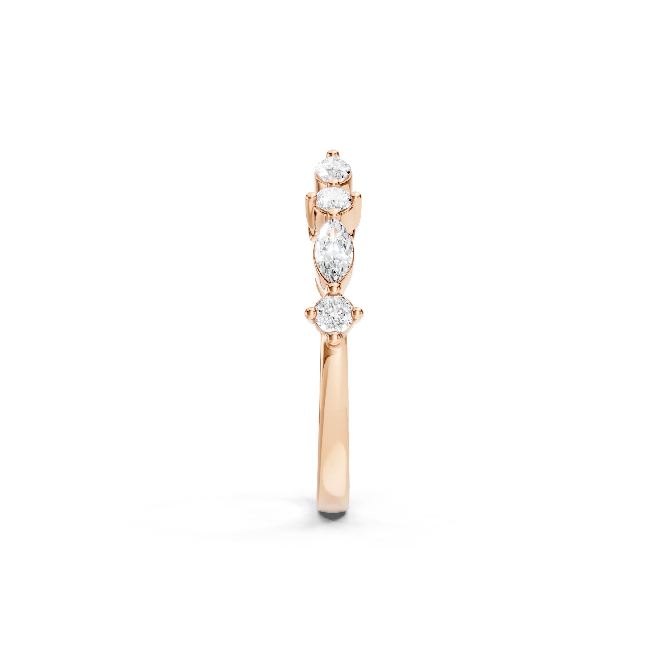 14K Gold Open Marquise Diamond Stacking Wedding Band  Diamond Curved Band