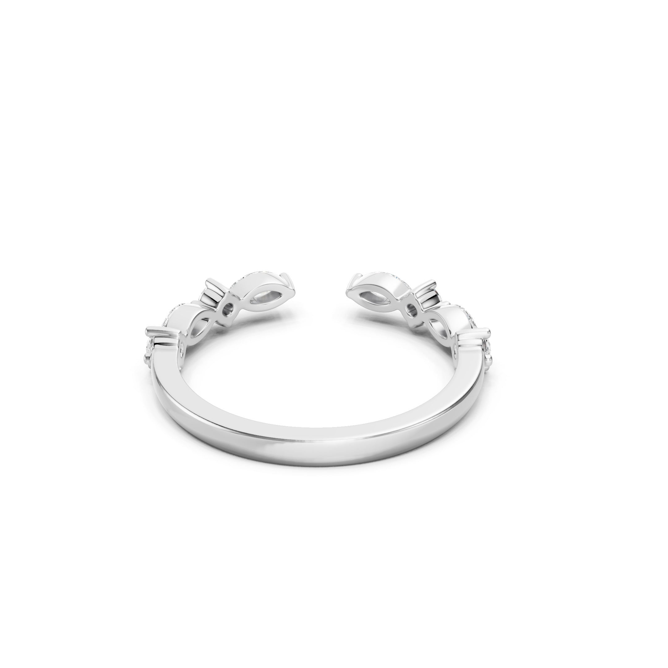14K Gold Open Marquise Diamond Stacking Wedding Band  Diamond Curved Band