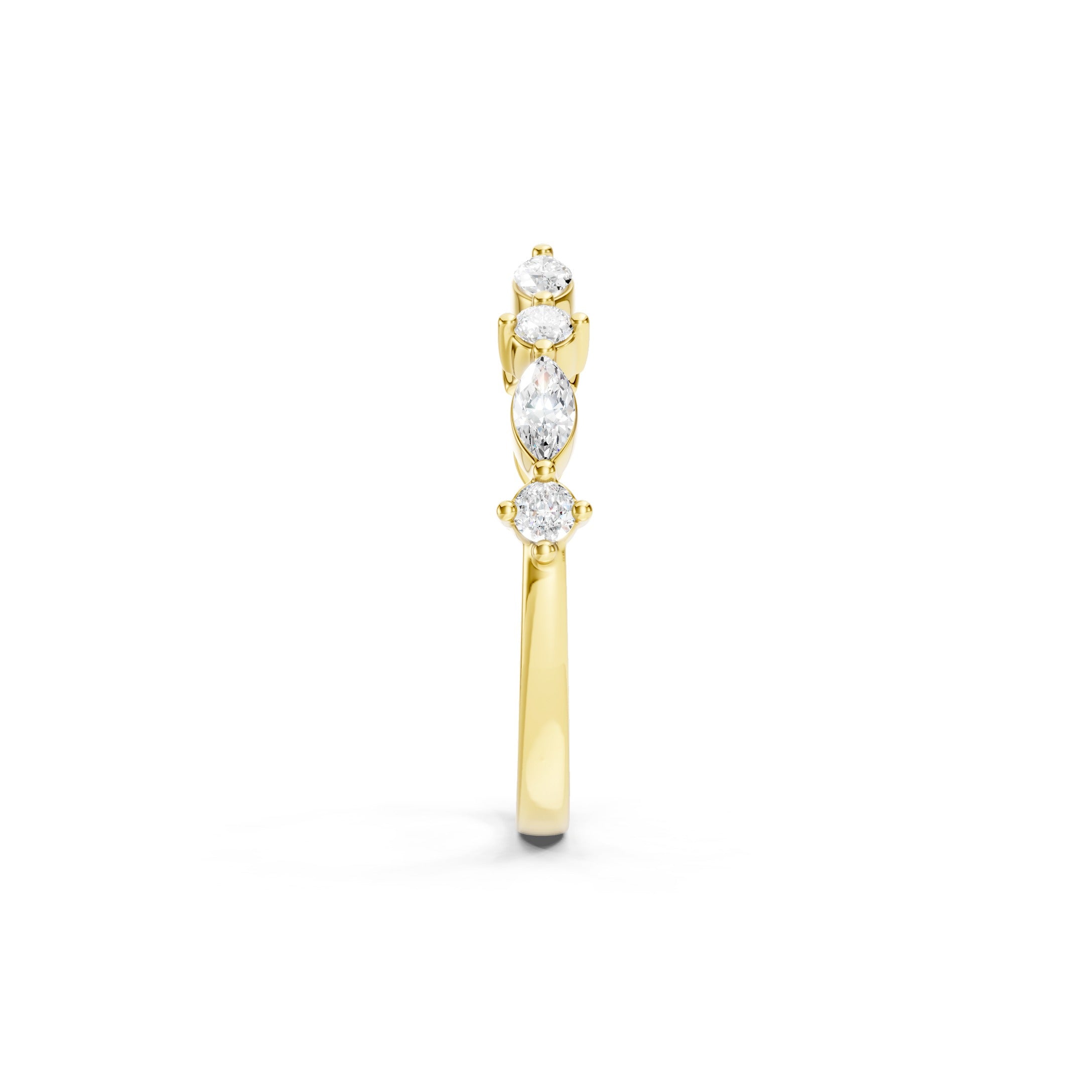 14K Gold Open Marquise Diamond Stacking Wedding Band  Diamond Curved Band