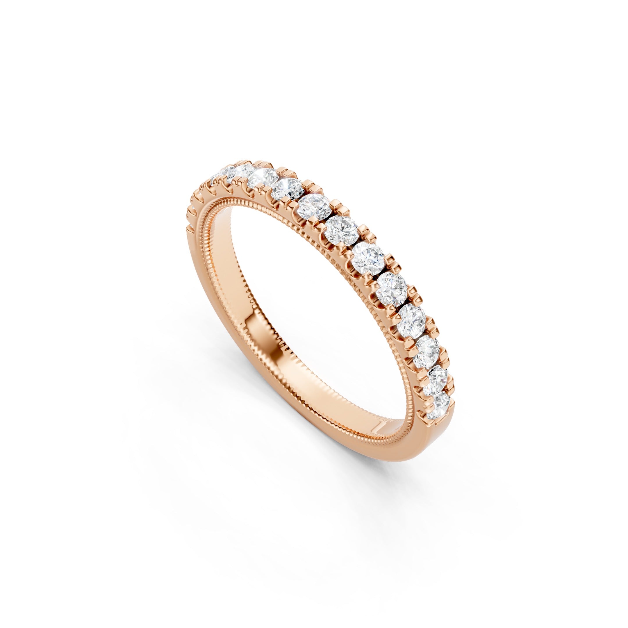 0.50 CT Round Diamond Eternity Wedding Band, 10K 14K 18K Gold Prong Set Diamond Ring
