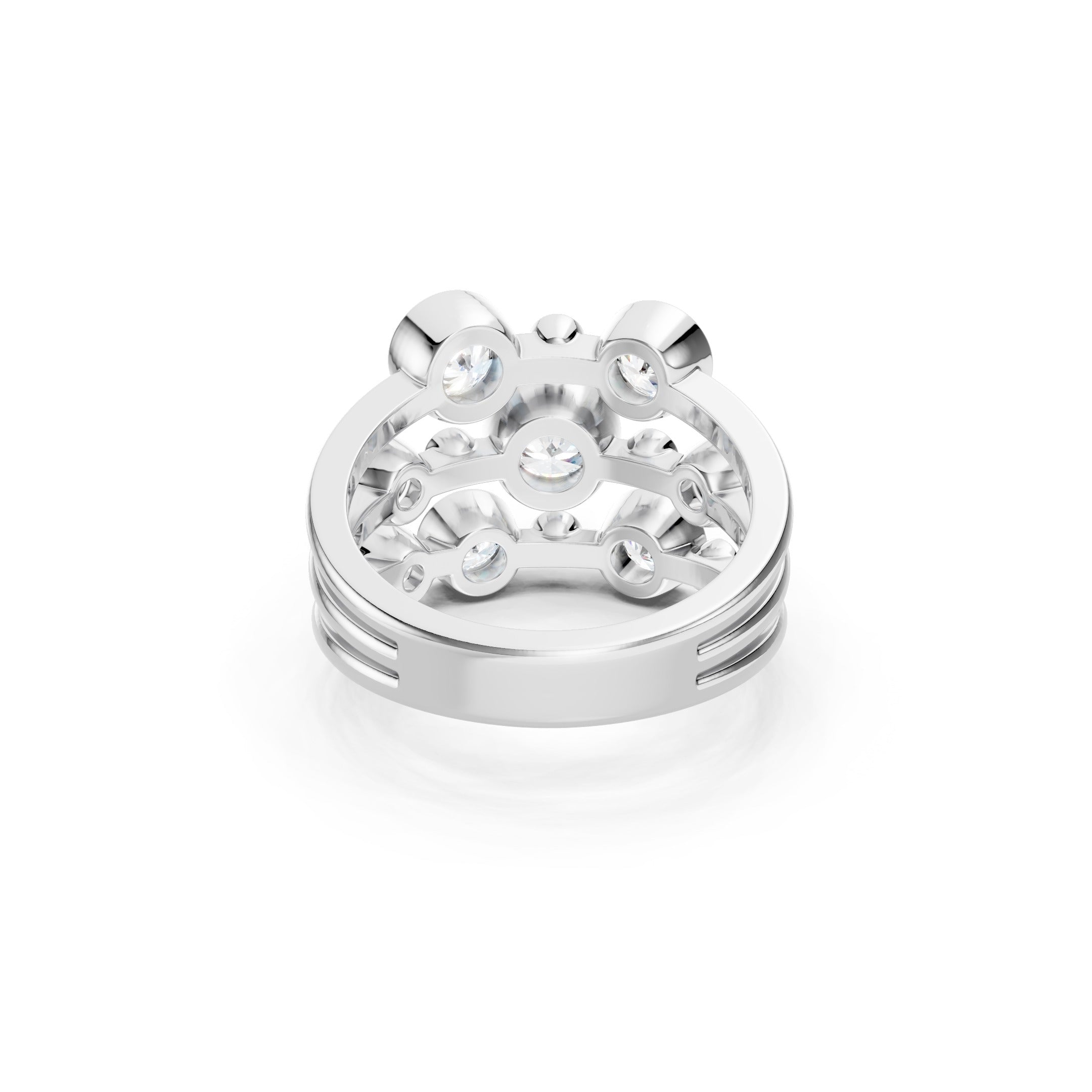 2 CT Round Diamond Bubble Ring, 14K Gold Statement Ring, Bezel Set Diamond Band, Modern Bridal Ring