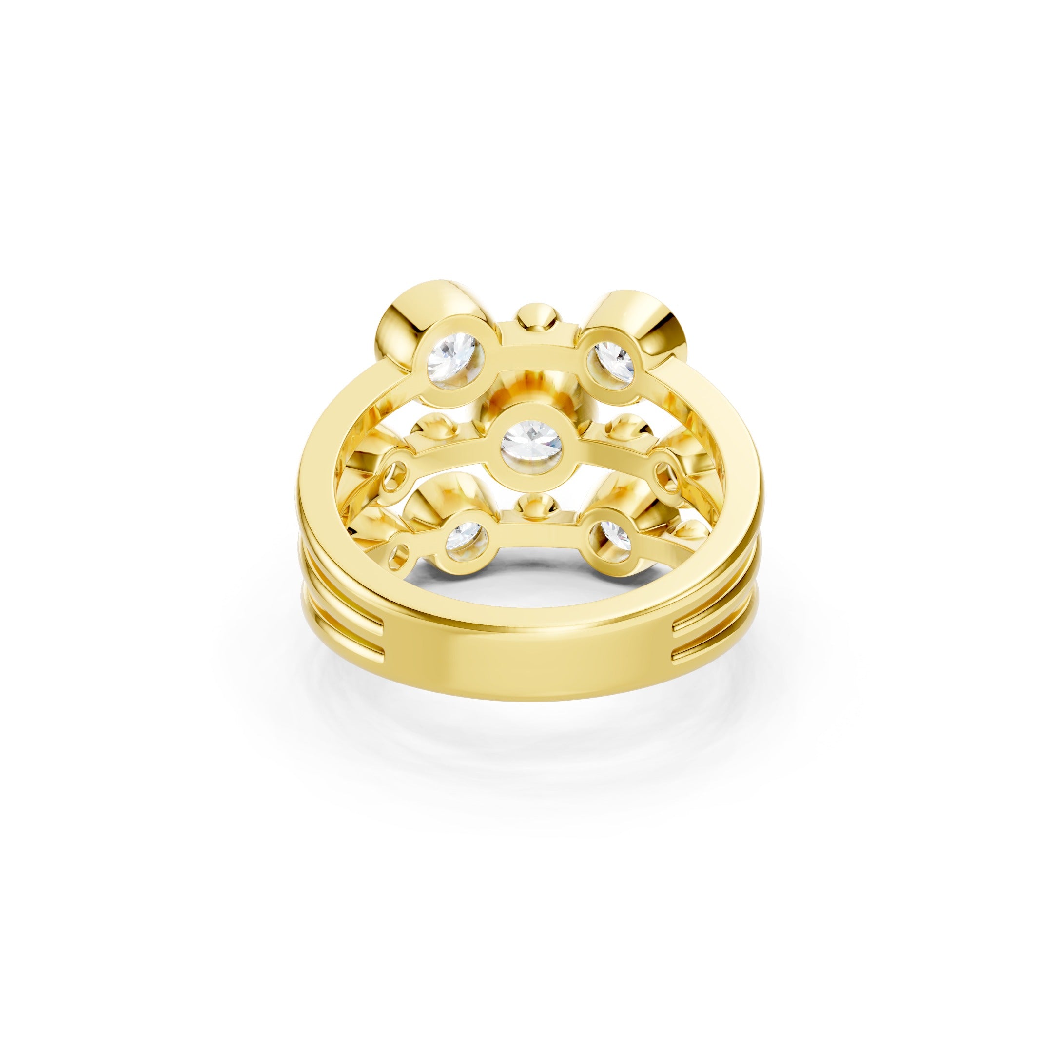 2 CT Round Diamond Bubble Ring, 14K Gold Statement Ring, Bezel Set Diamond Band, Modern Bridal Ring