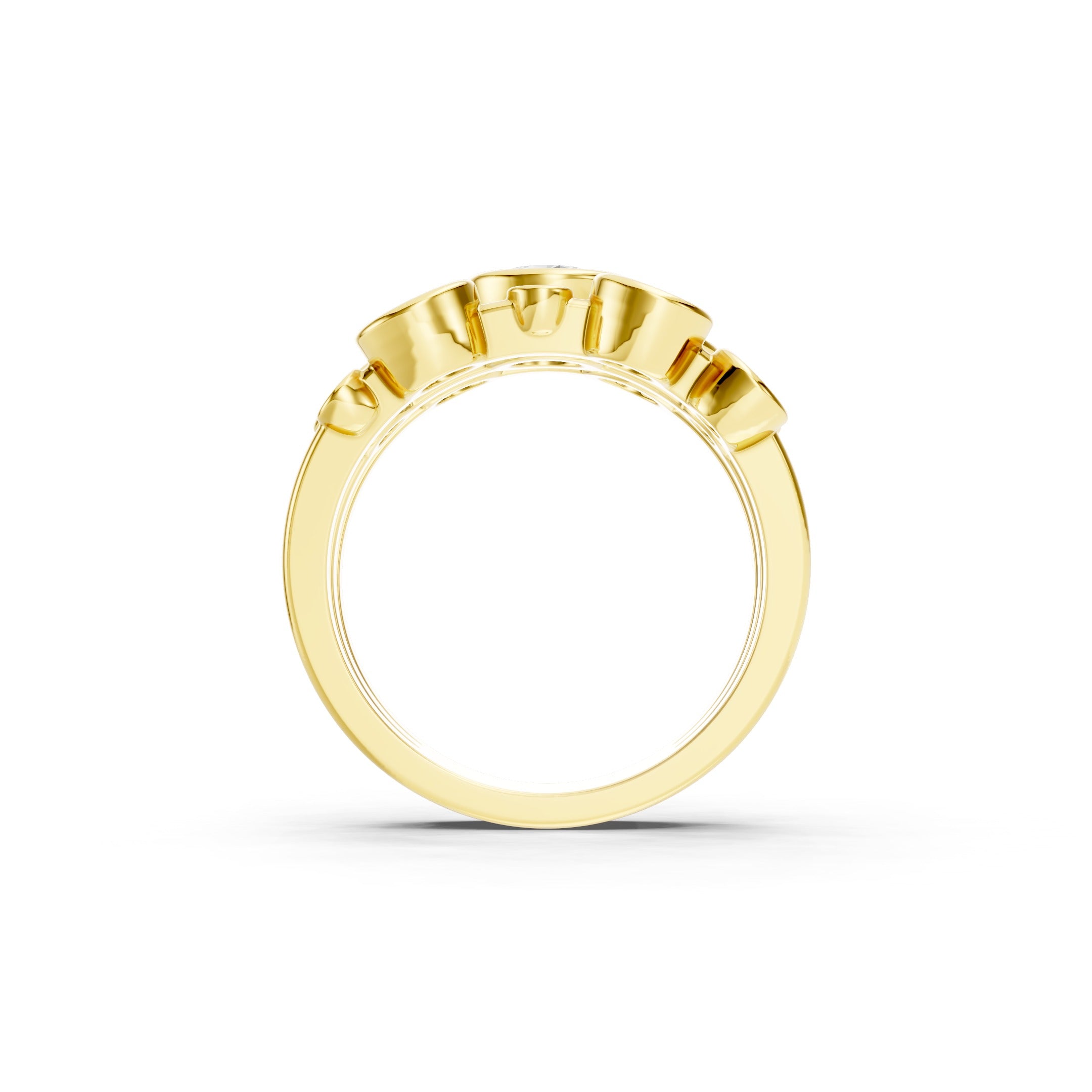 2 CT Round Diamond Bubble Ring, 14K Gold Statement Ring, Bezel Set Diamond Band, Modern Bridal Ring