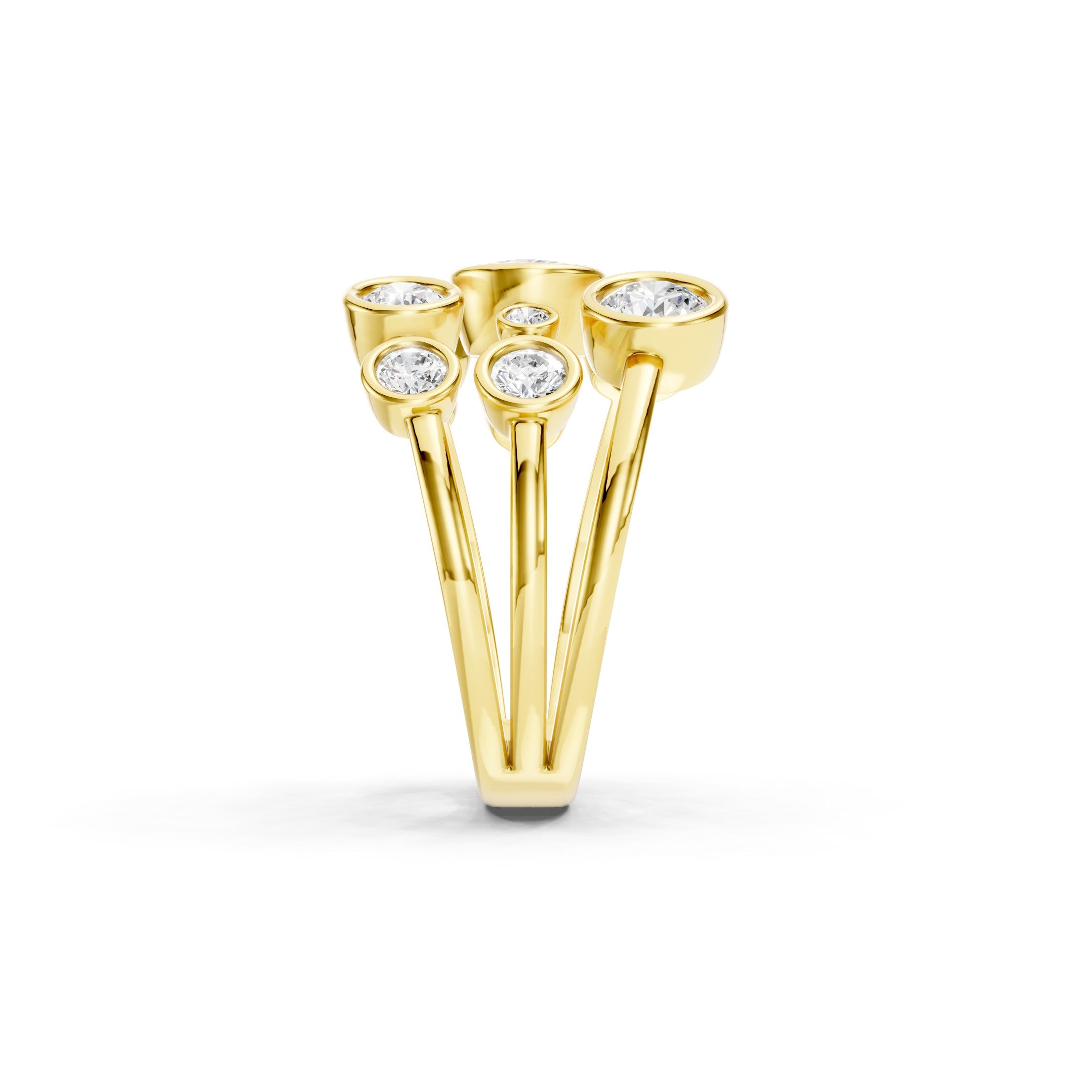 2 CT Round Diamond Bubble Ring, 14K Gold Statement Ring, Bezel Set Diamond Band, Modern Bridal Ring