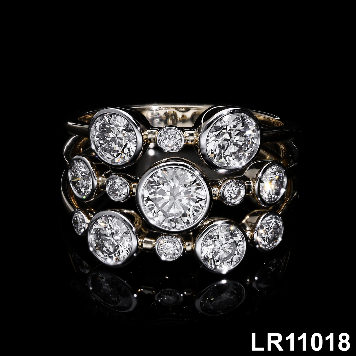 💍1.96 Ct Round Cut Diamond Multi-Band Bubble Ring | 14k/18k White & Yellow Gold | Fashion Statement Ring ✨💎