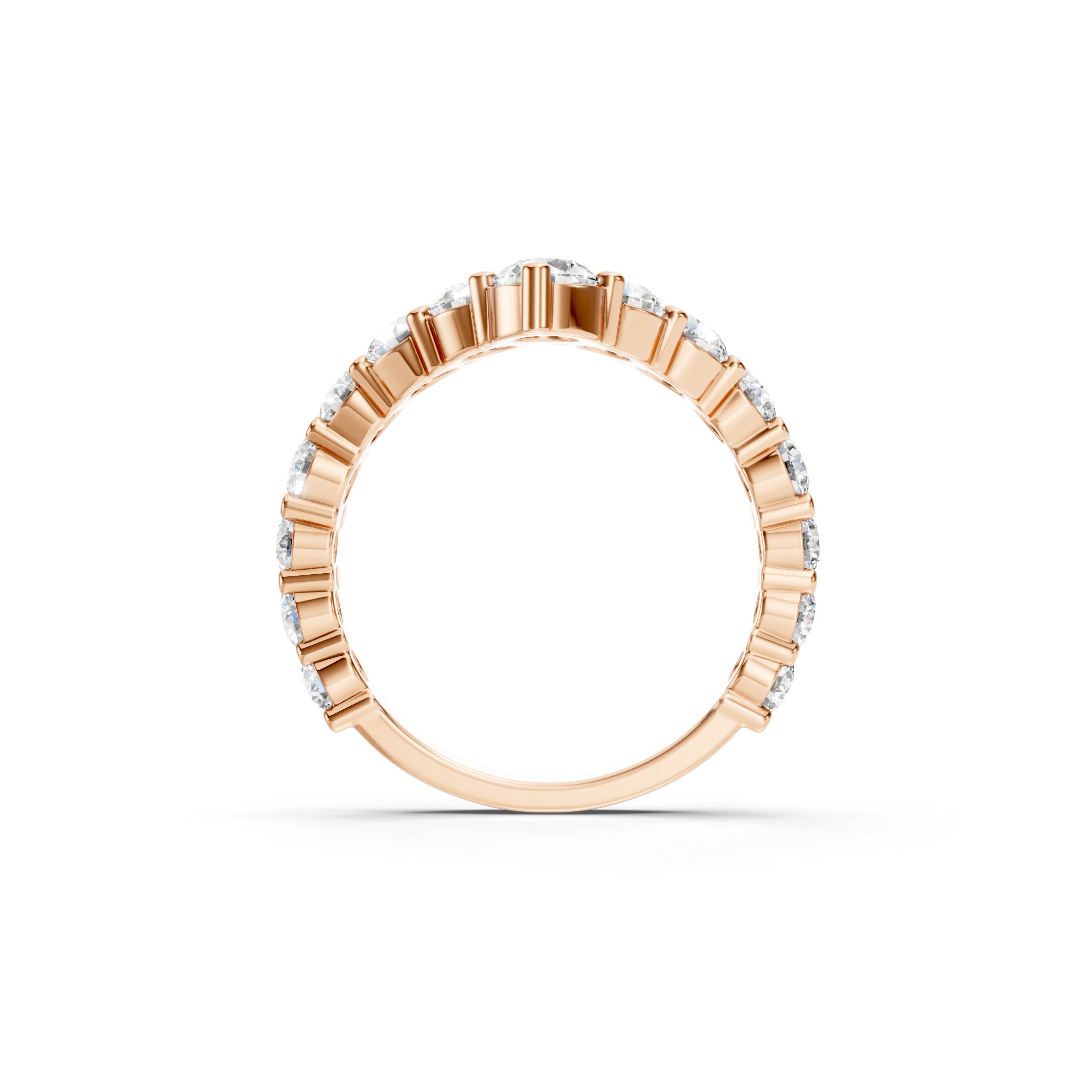 1.70 CT Round Diamond Chevron Wedding Band, 14K Gold V Shaped Diamond Ring, Curved Bridal Ring