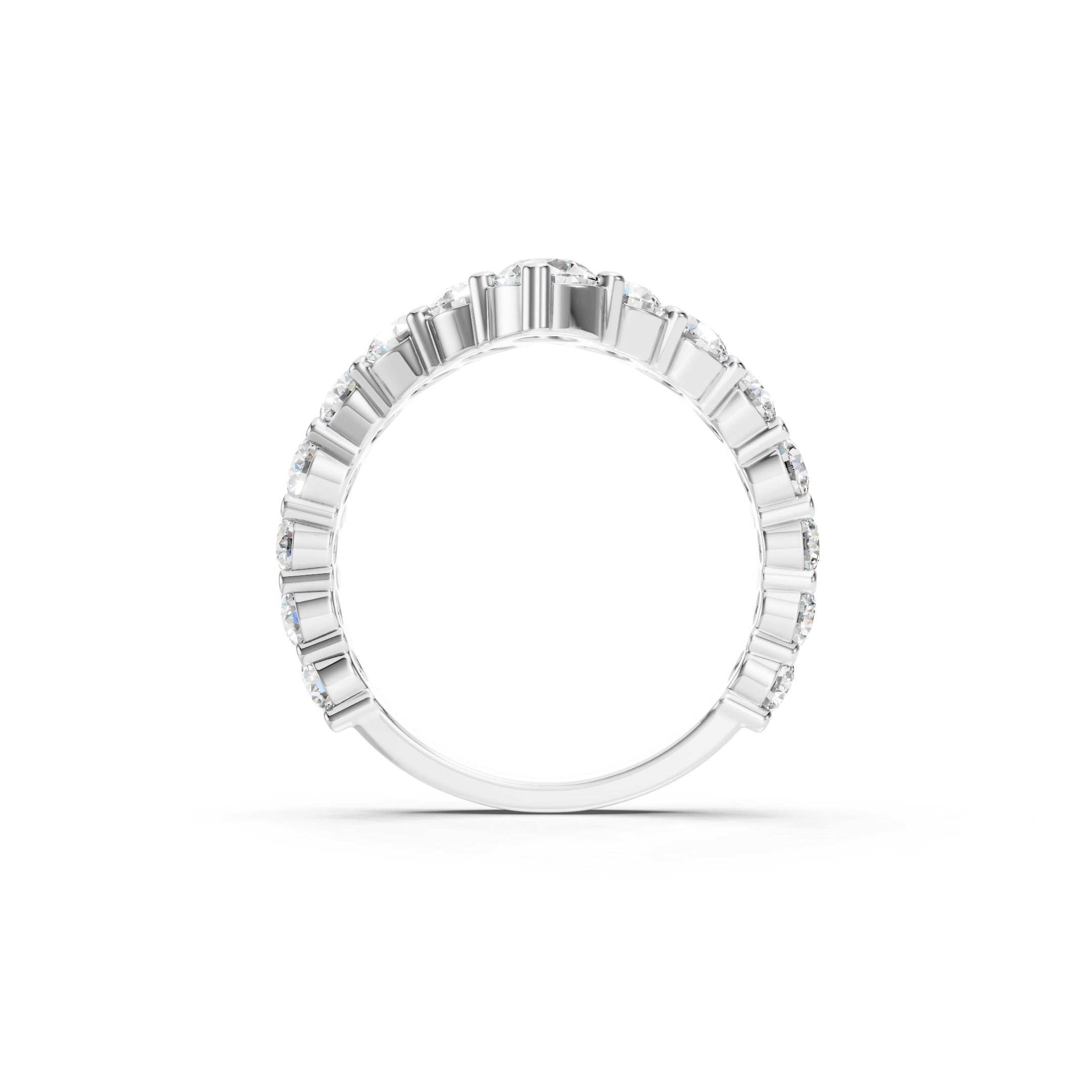 1.70 CT Round Diamond Chevron Wedding Band, 14K Gold V Shaped Diamond Ring, Curved Bridal Ring