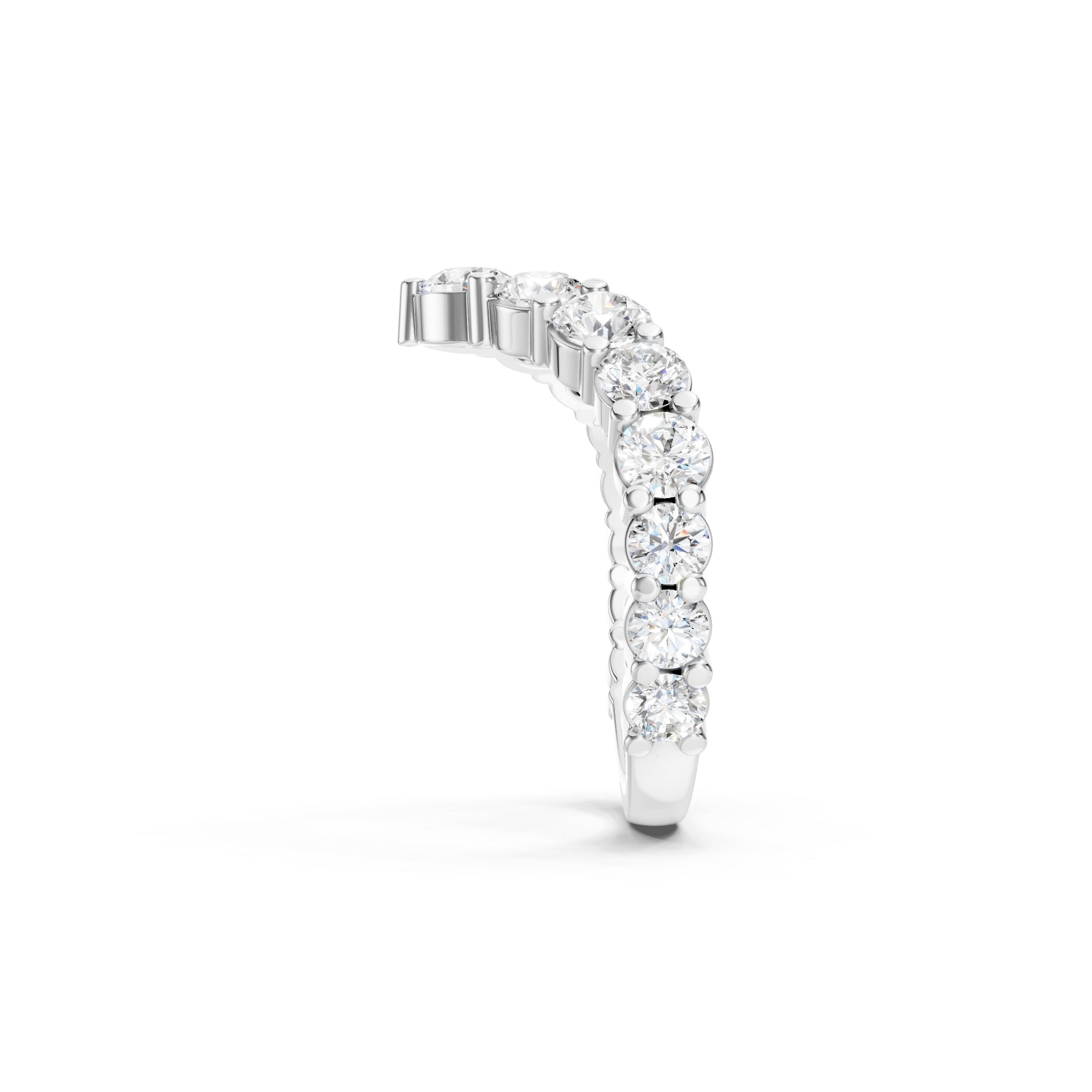1.70 CT Round Diamond Chevron Wedding Band, 14K Gold V Shaped Diamond Ring, Curved Bridal Ring