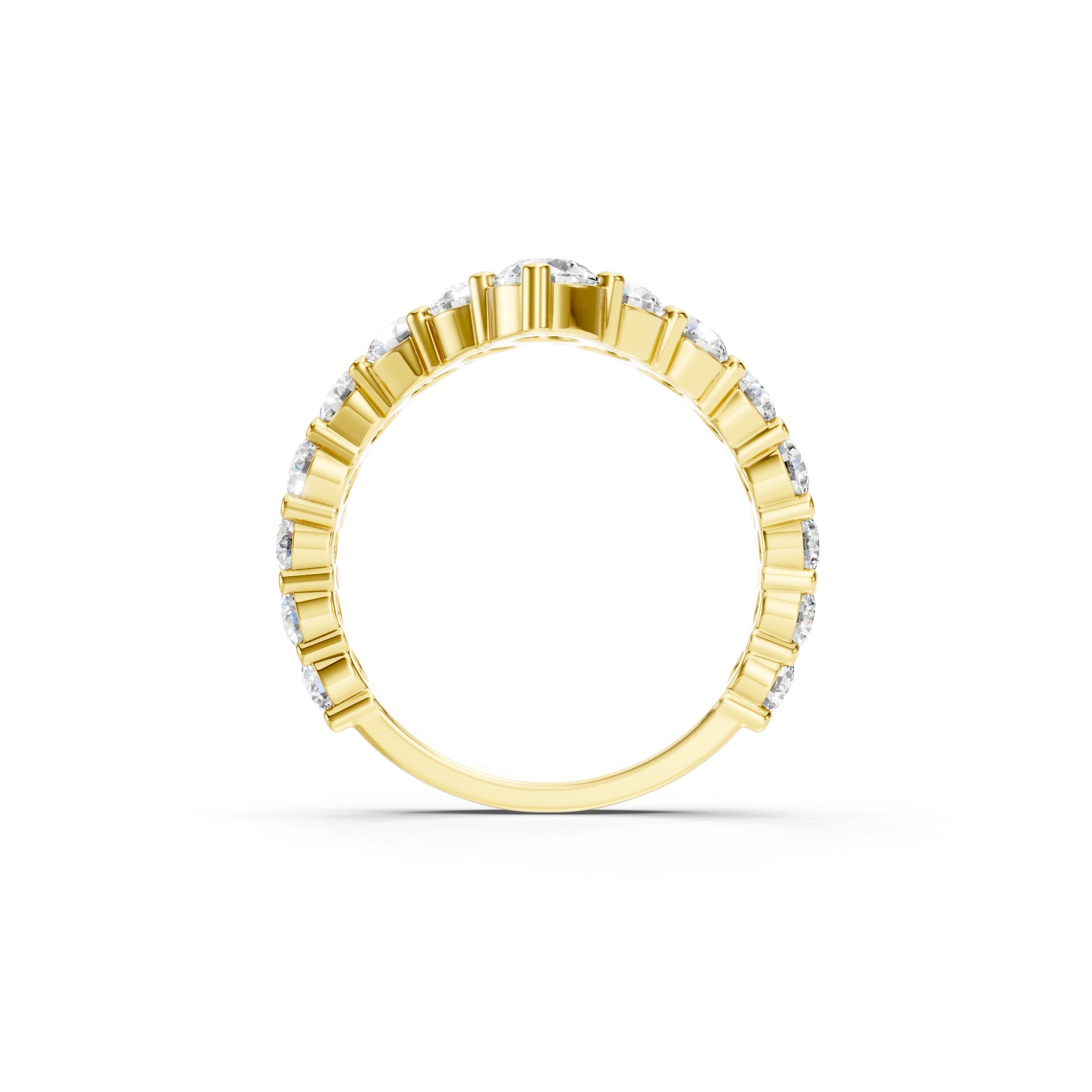 1.70 CT Round Diamond Chevron Wedding Band, 14K Gold V Shaped Diamond Ring, Curved Bridal Ring