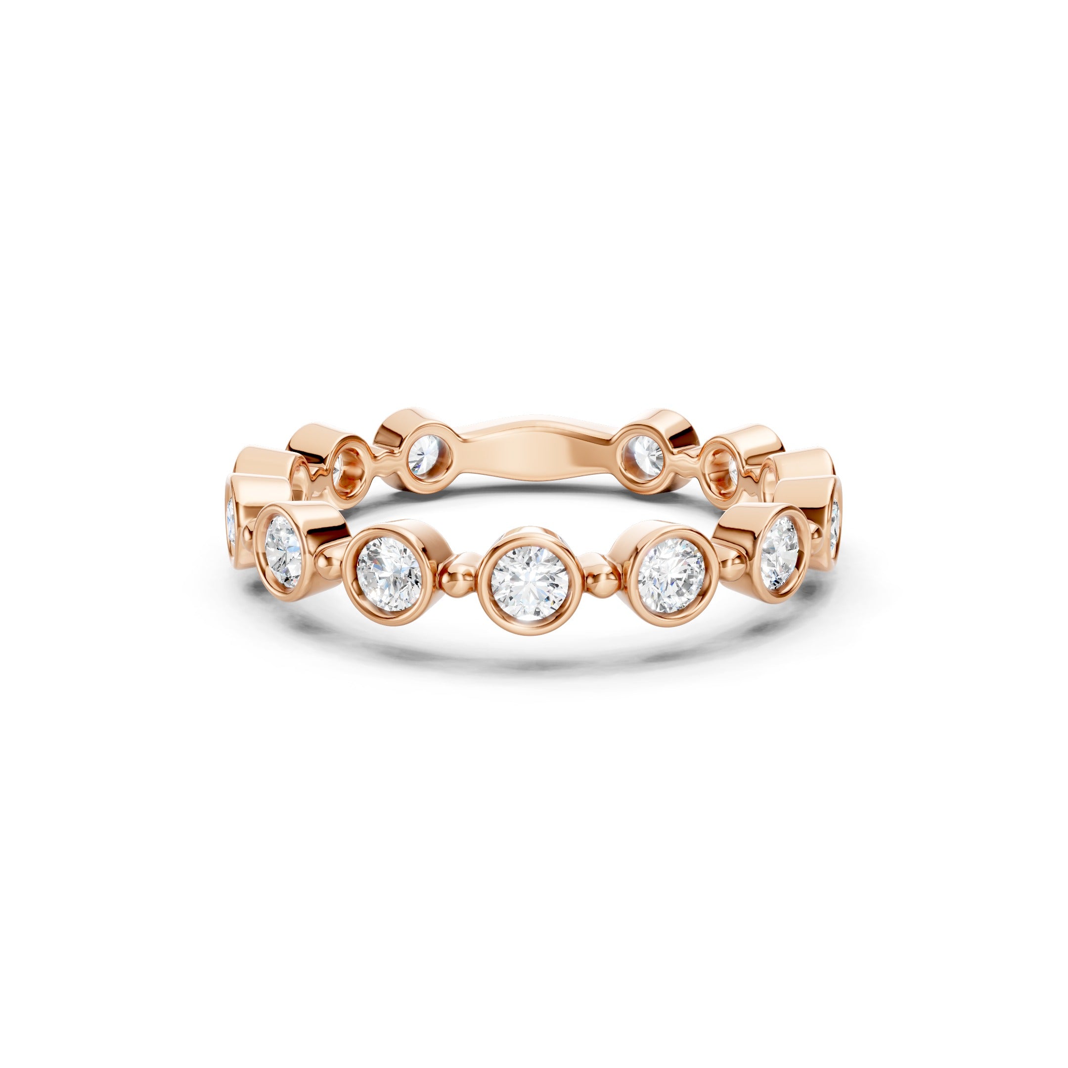 
1 CT Lab Grown Diamond Eternity Band, Round Bezel Set Gold Wedding Ring
