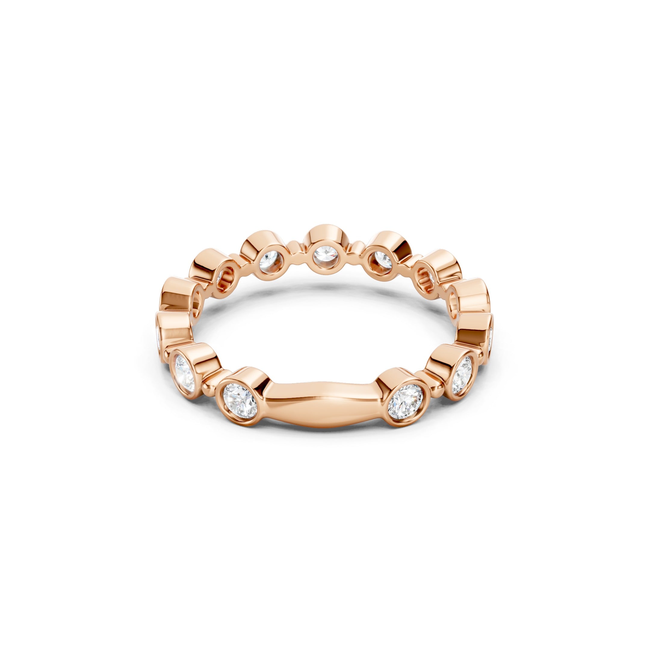 
1 CT Lab Grown Diamond Eternity Band, Round Bezel Set Gold Wedding Ring
