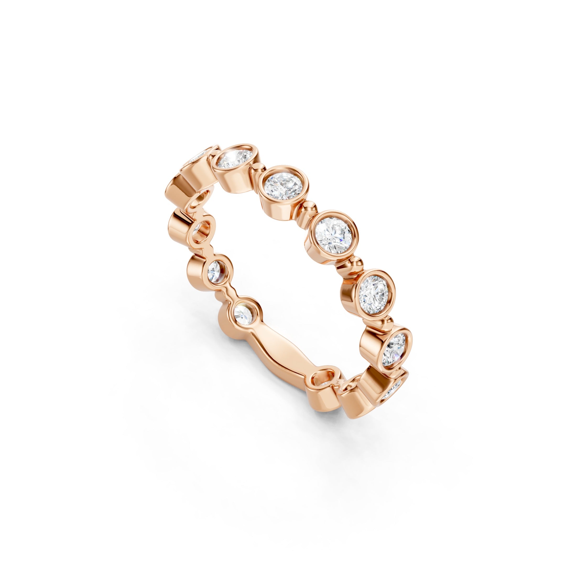 
1 CT Lab Grown Diamond Eternity Band, Round Bezel Set Gold Wedding Ring
