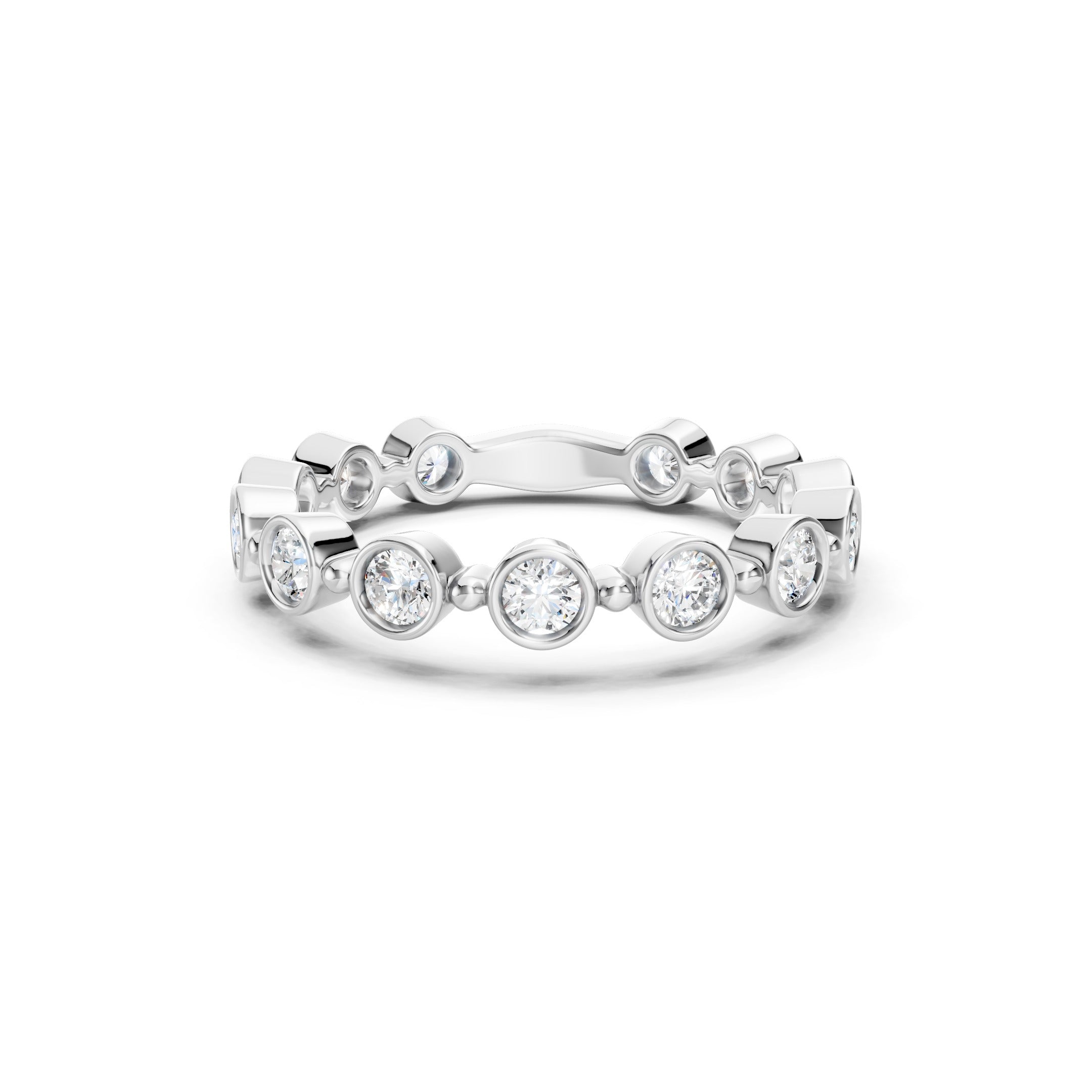 
1 CT Lab Grown Diamond Eternity Band, Round Bezel Set Gold Wedding Ring
