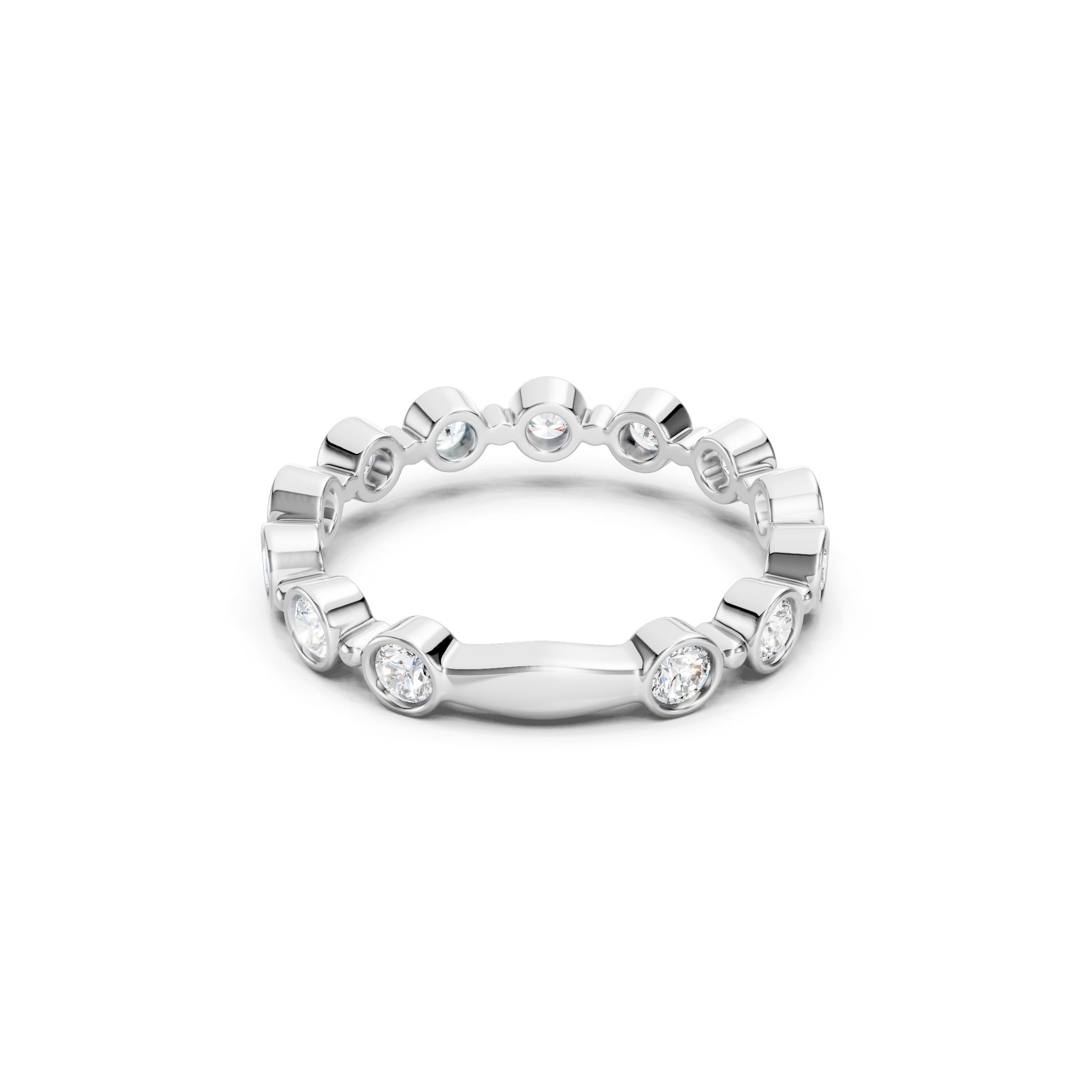 1 CT Lab Grown Diamond Eternity Band, Round Bezel Set Gold Wedding Ring
