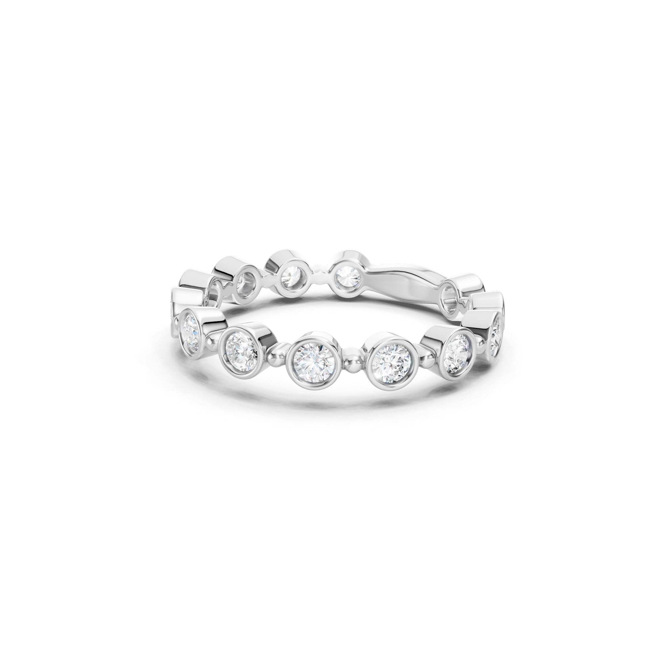 
1 CT Lab Grown Diamond Eternity Band, Round Bezel Set Gold Wedding Ring

