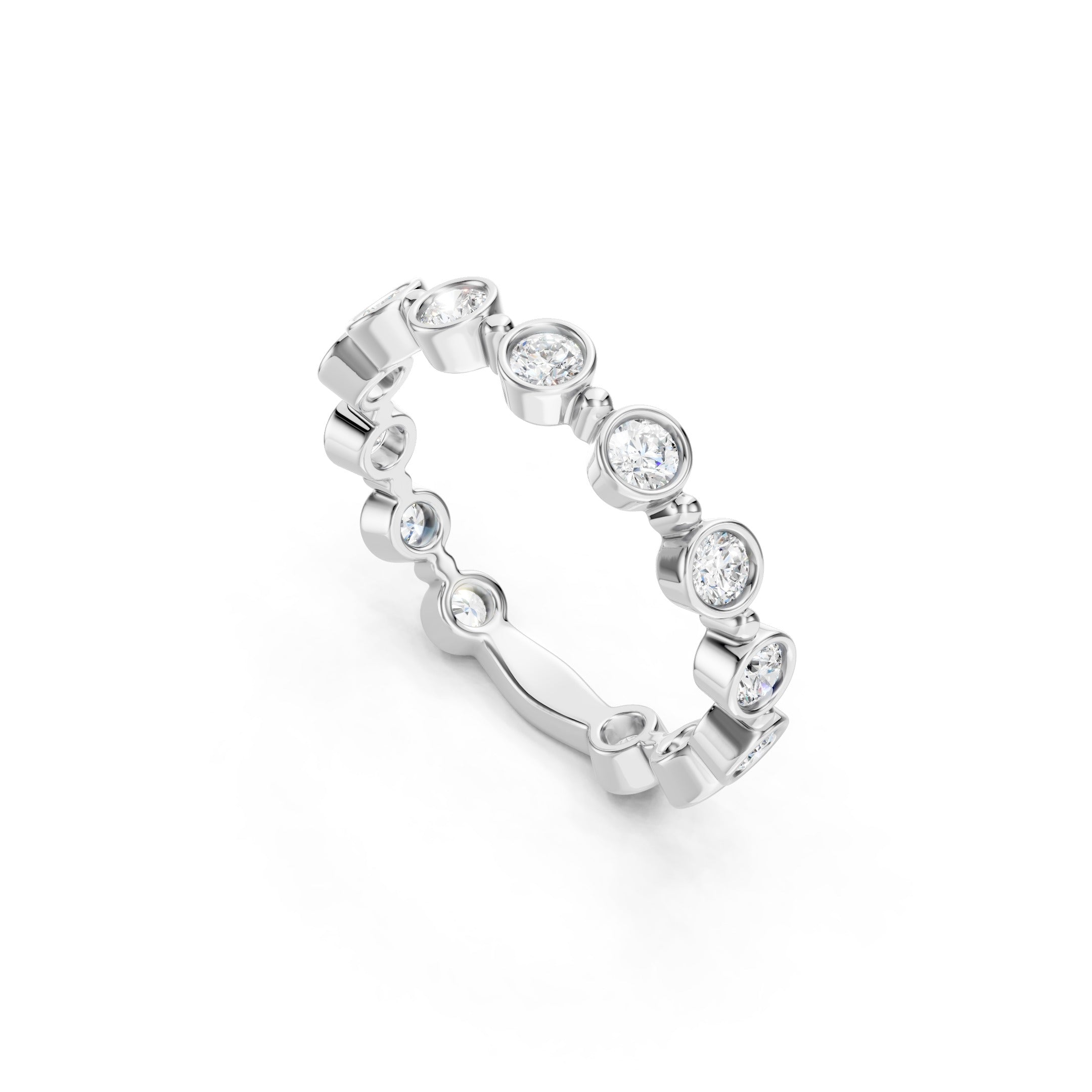 
1 CT Lab Grown Diamond Eternity Band, Round Bezel Set Gold Wedding Ring
