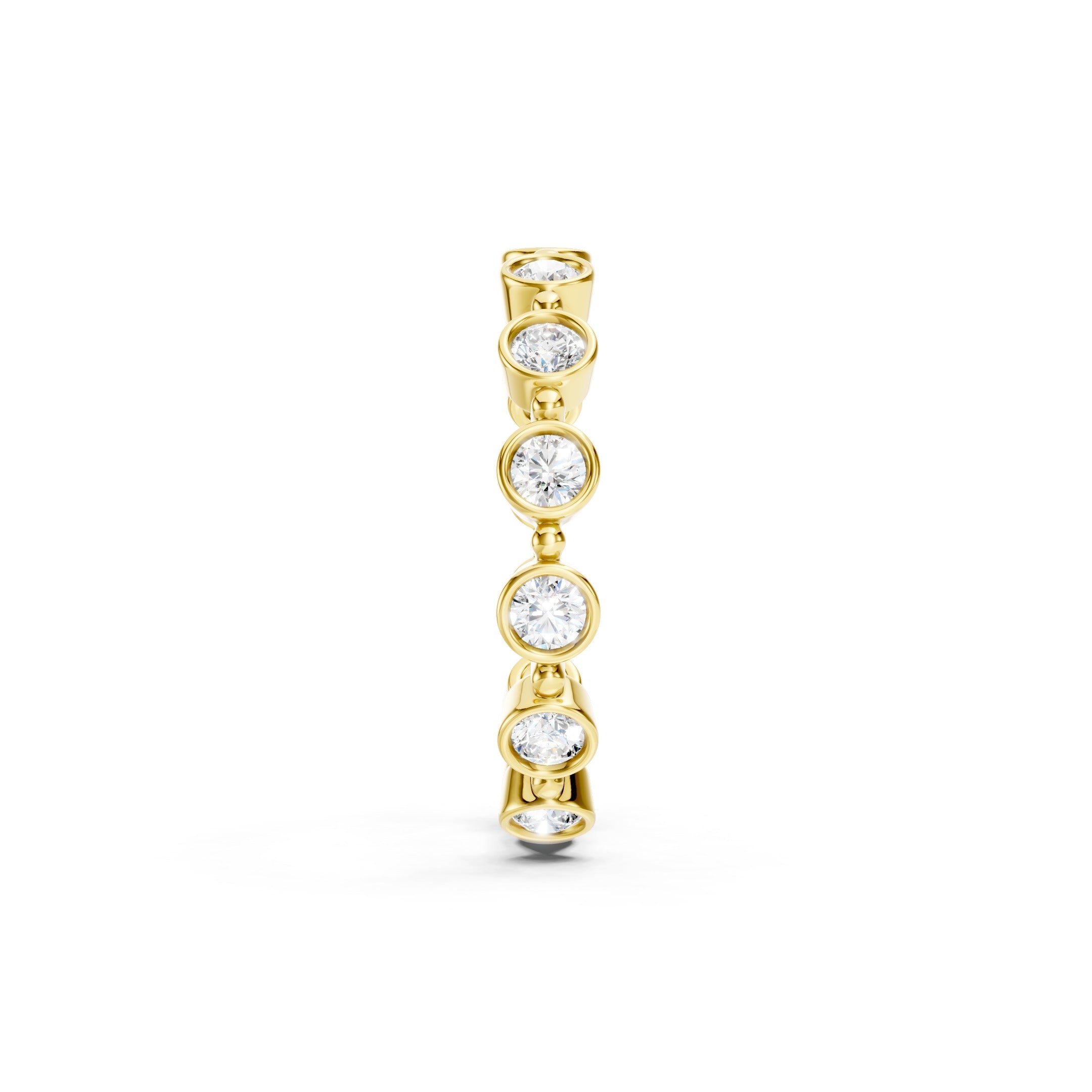 
1 CT Lab Grown Diamond Eternity Band, Round Bezel Set Gold Wedding Ring
