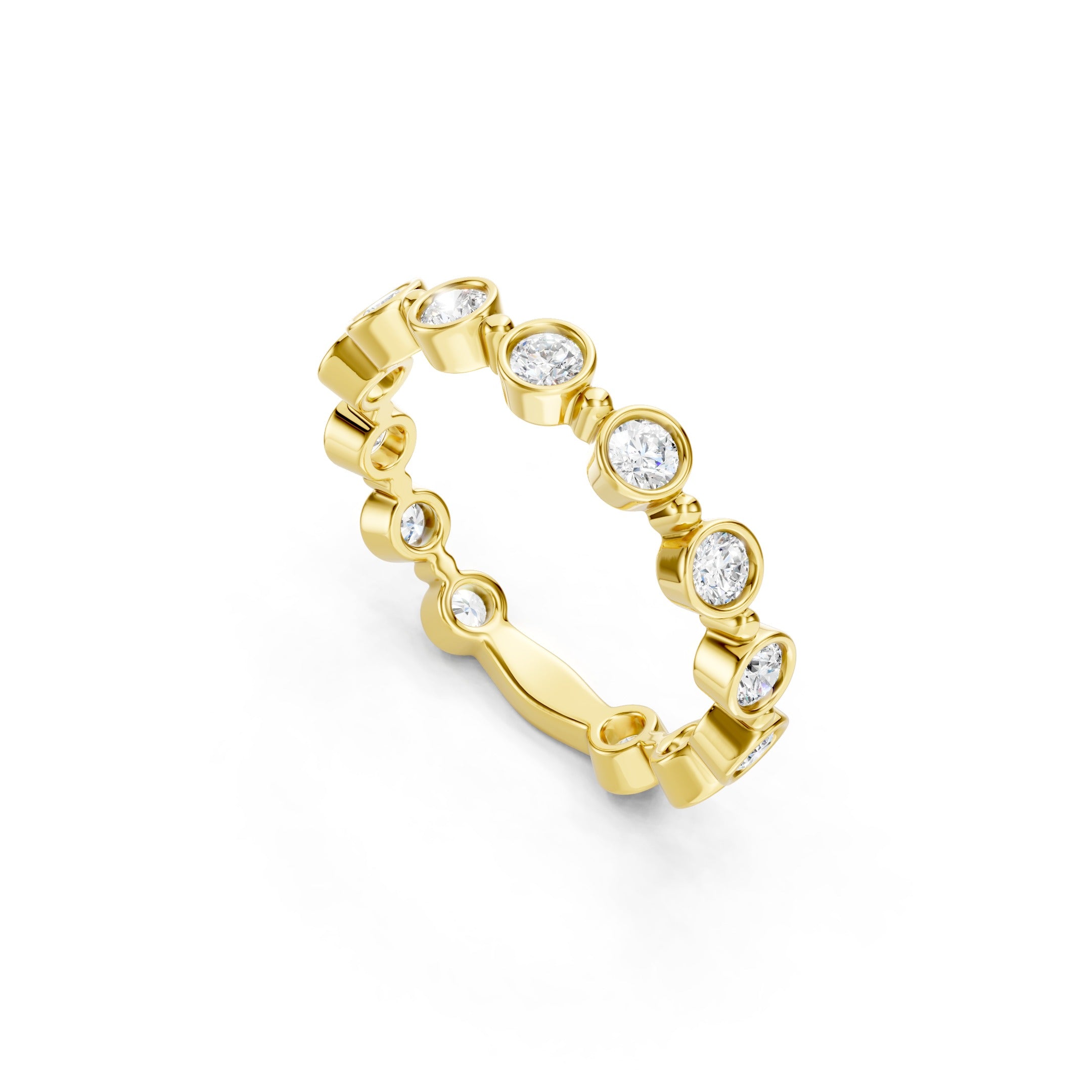 
1 CT Lab Grown Diamond Eternity Band, Round Bezel Set Gold Wedding Ring
