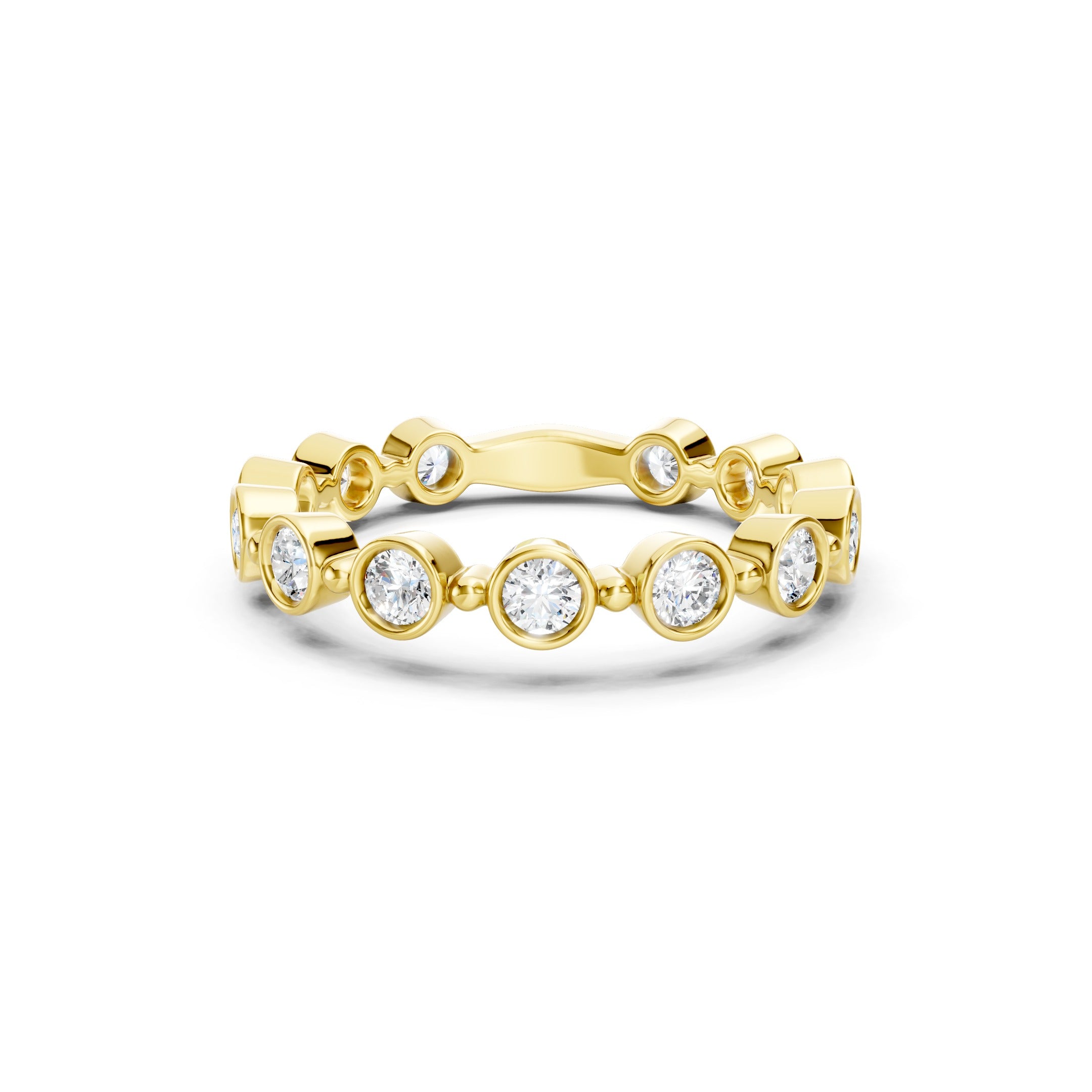 
1 CT Lab Grown Diamond Eternity Band, Round Bezel Set Gold Wedding Ring
