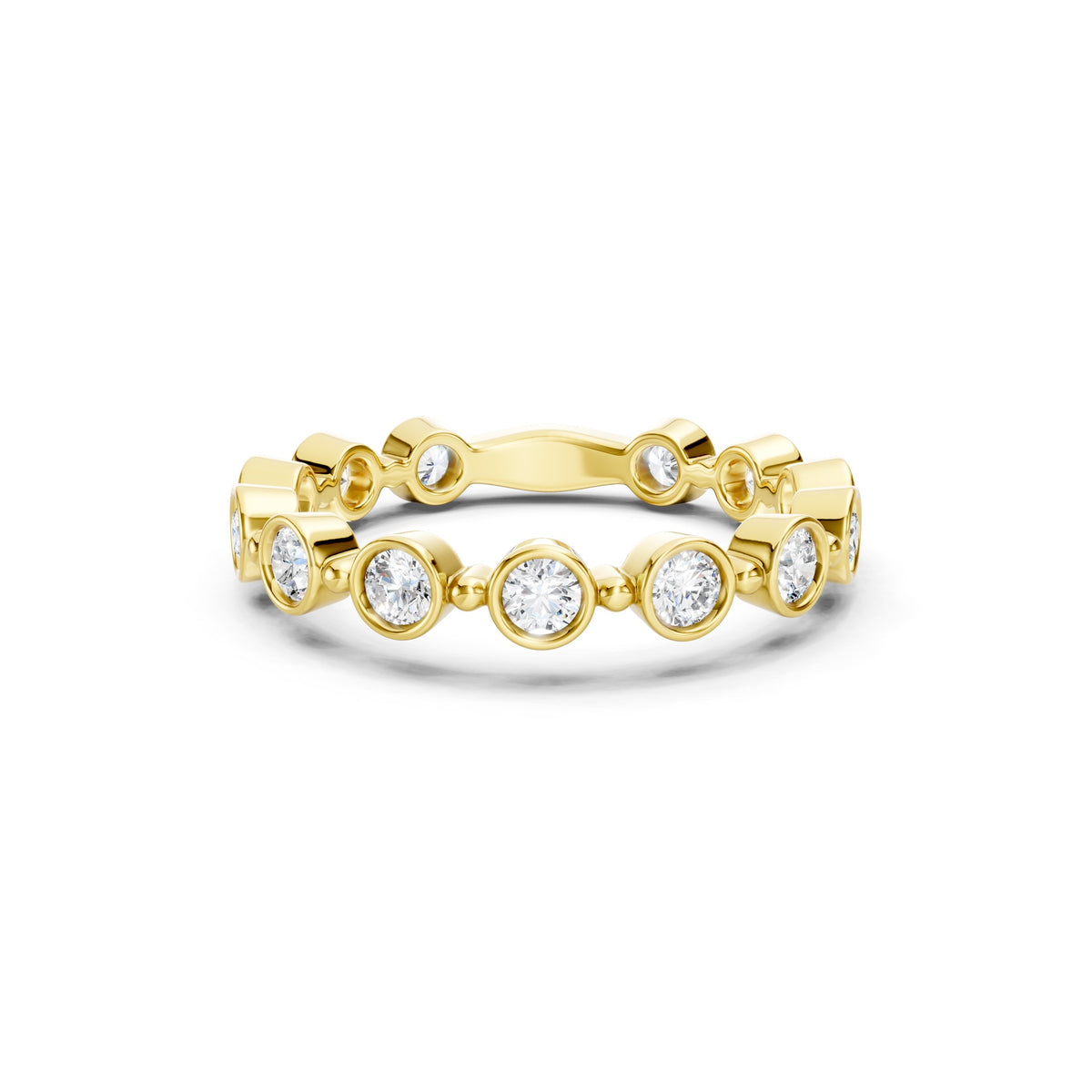 
1 CT Lab Grown Diamond Eternity Band, Round Bezel Set Gold Wedding Ring
