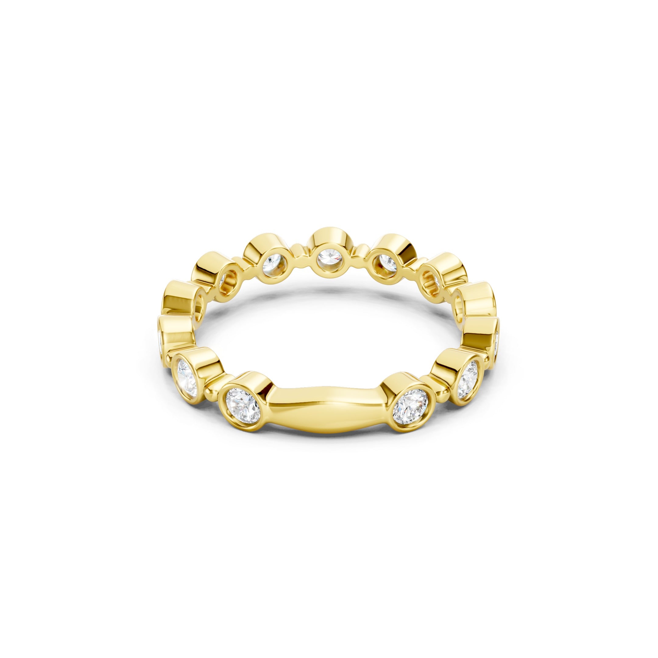 
1 CT Lab Grown Diamond Eternity Band, Round Bezel Set Gold Wedding Ring

