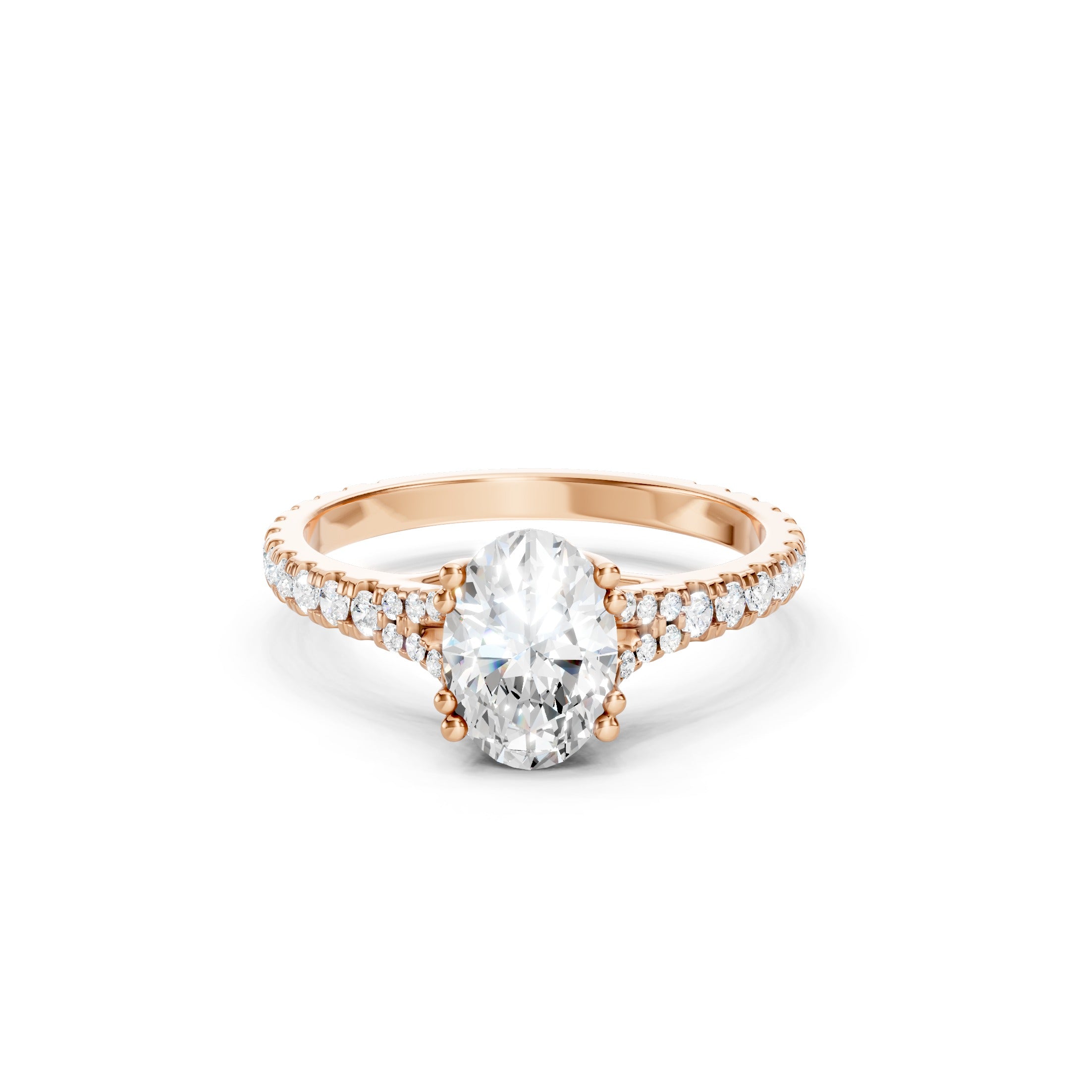 1.65 CT Oval Cut Lab Grown Diamond Engagement Ring 14K Gold Pavé  Bridal Ring