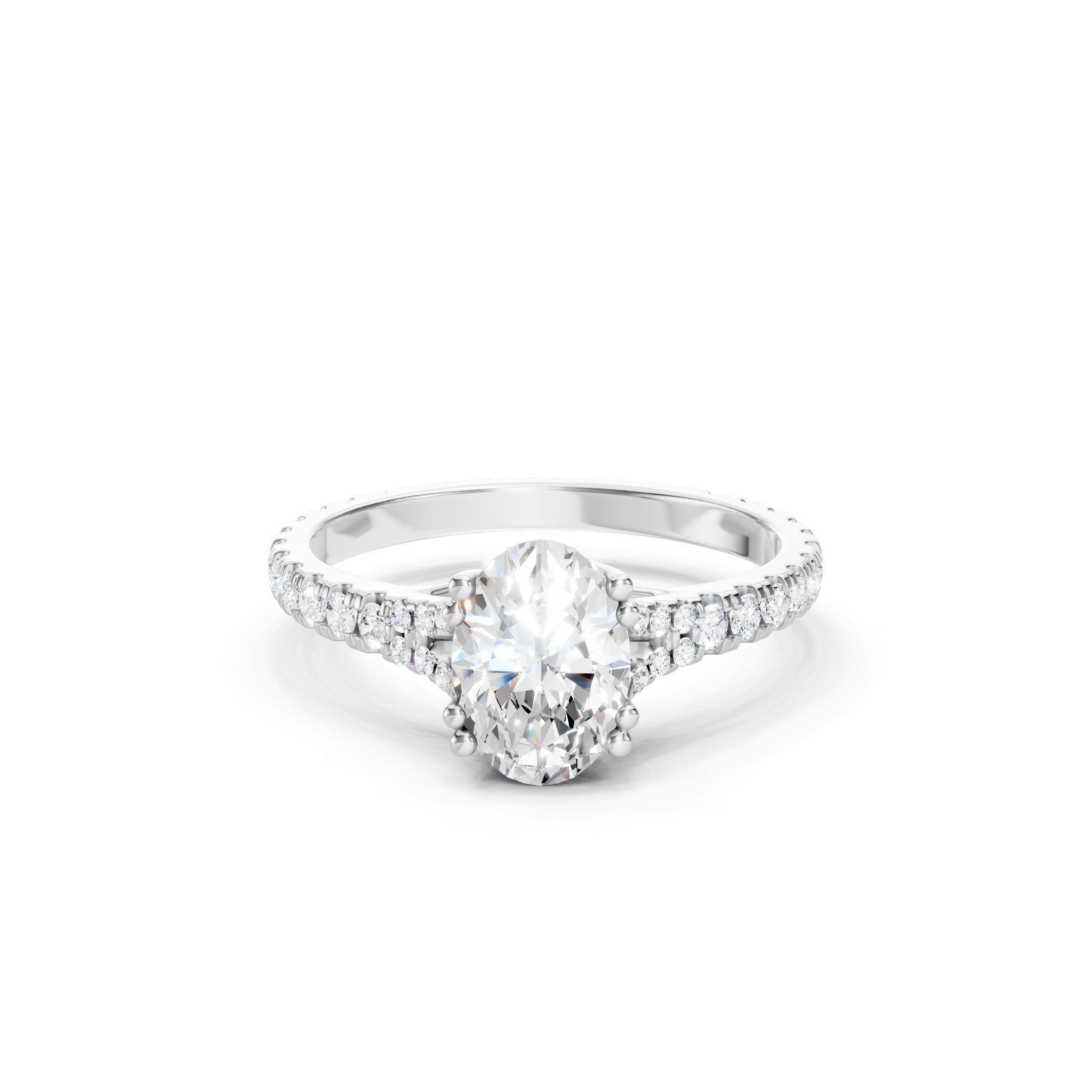 1.65 CT Oval Cut Lab Grown Diamond Engagement Ring 14K Gold Pavé  Bridal Ring