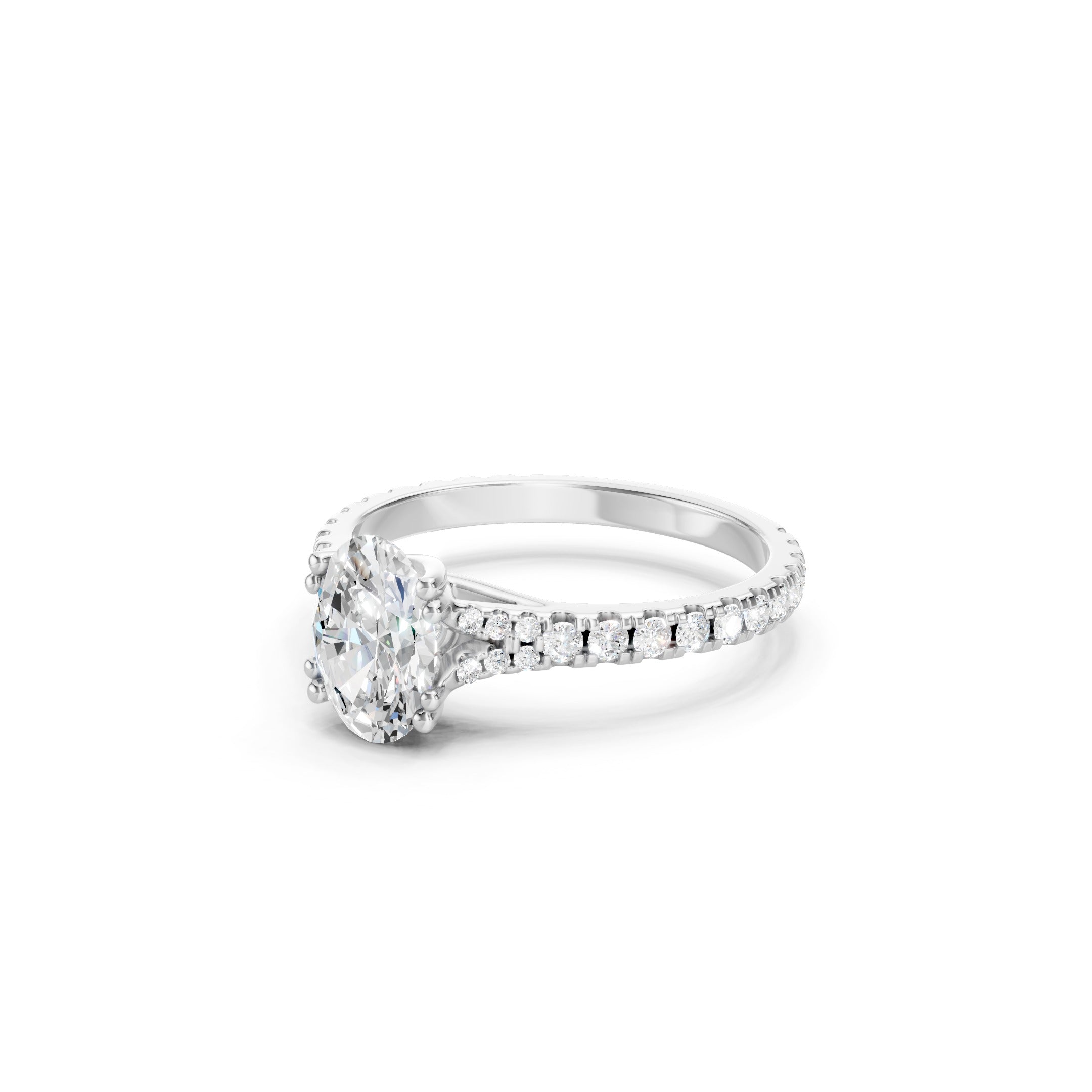 1.65 CT Oval Cut Lab Grown Diamond Engagement Ring 14K Gold Pavé  Bridal Ring