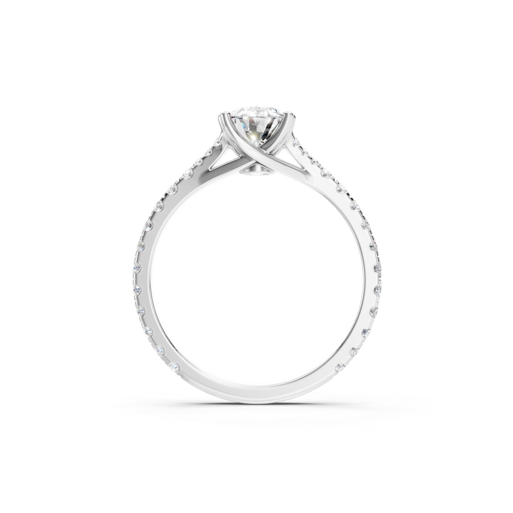 1.65 CT Oval Cut Lab Grown Diamond Engagement Ring 14K Gold Pavé  Bridal Ring
