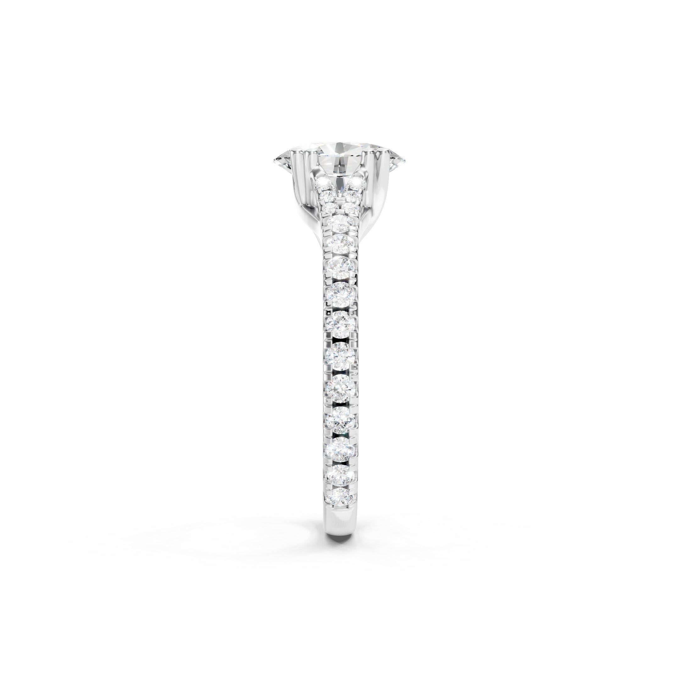 1.65 CT Oval Cut Lab Grown Diamond Engagement Ring 14K Gold Pavé  Bridal Ring