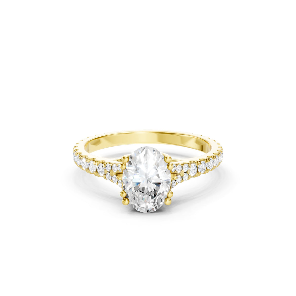1.65 CT Oval Cut Lab Grown Diamond Engagement Ring 14K Gold Pavé  Bridal Ring