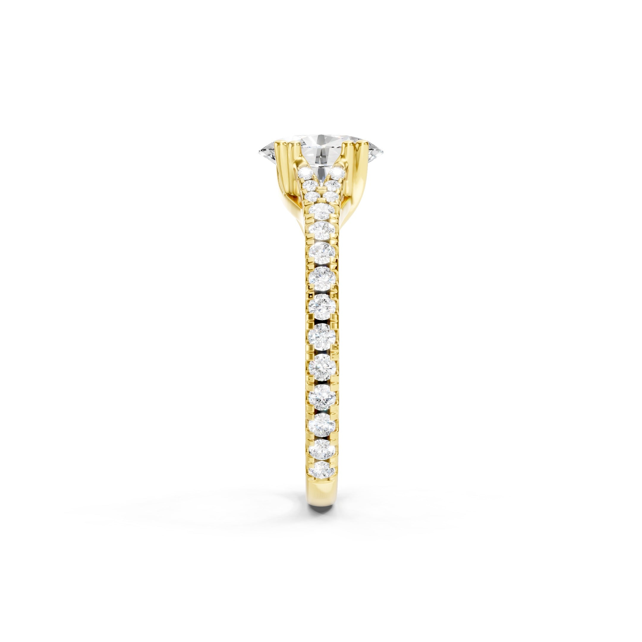 1.65 CT Oval Cut Lab Grown Diamond Engagement Ring 14K Gold Pavé  Bridal Ring