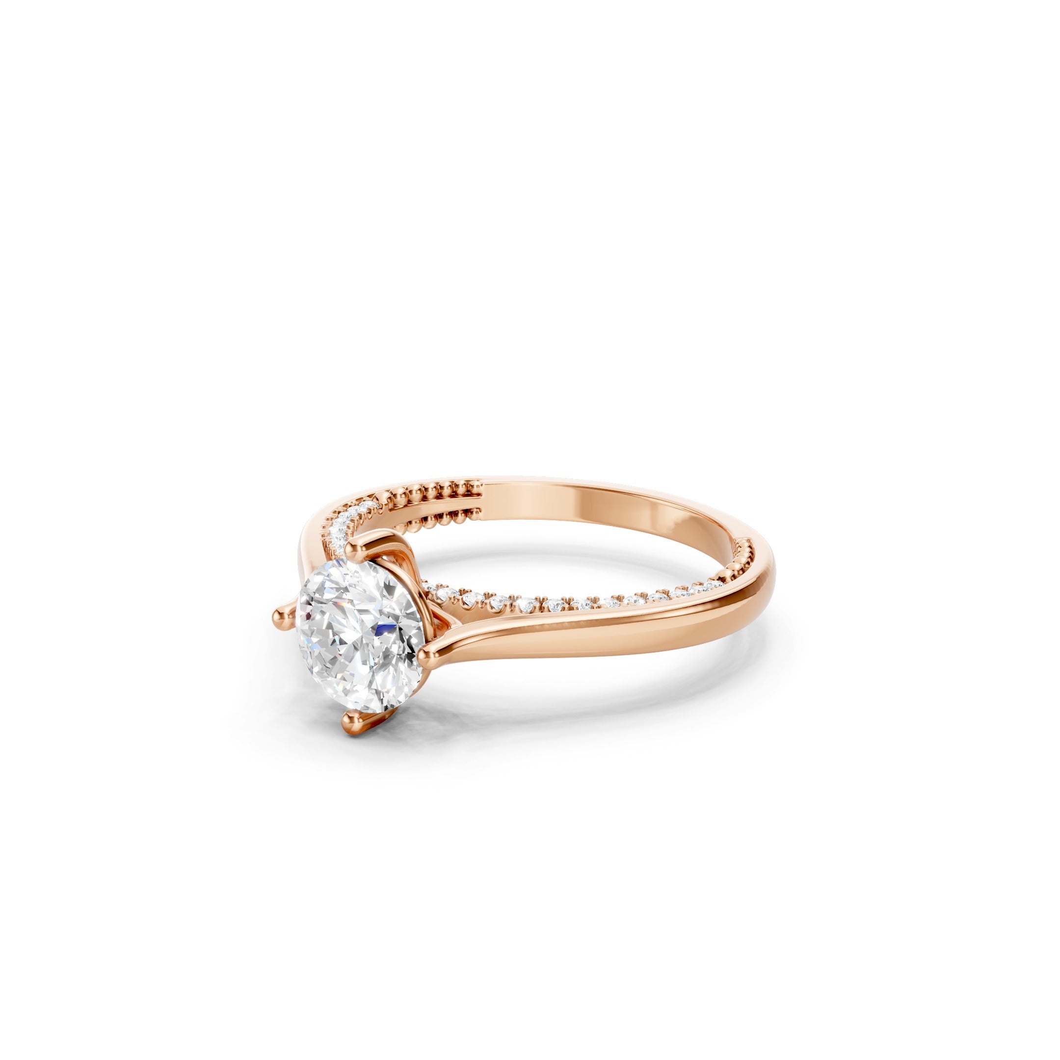 1.50 CT Round Lab Grown Diamond Ring, 14K Gold Hidden Halo Engagement Ring