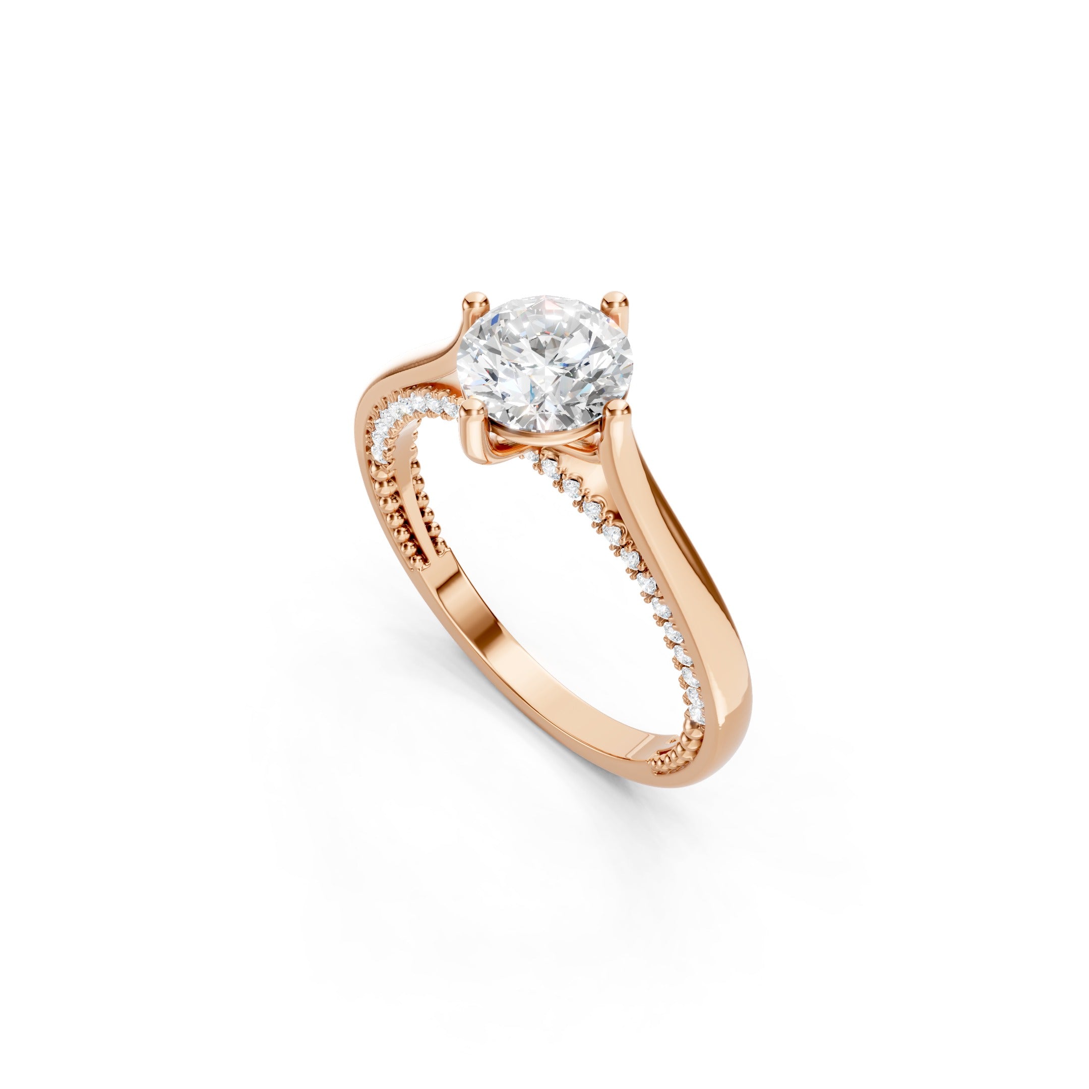 1.50 CT Round Lab Grown Diamond Ring, 14K Gold Hidden Halo Engagement Ring