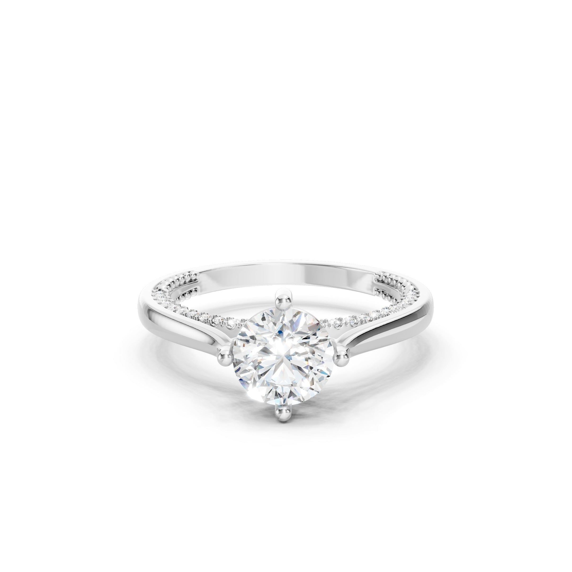 1.50 CT Round Lab Grown Diamond Ring, 14K Gold Hidden Halo Engagement Ring