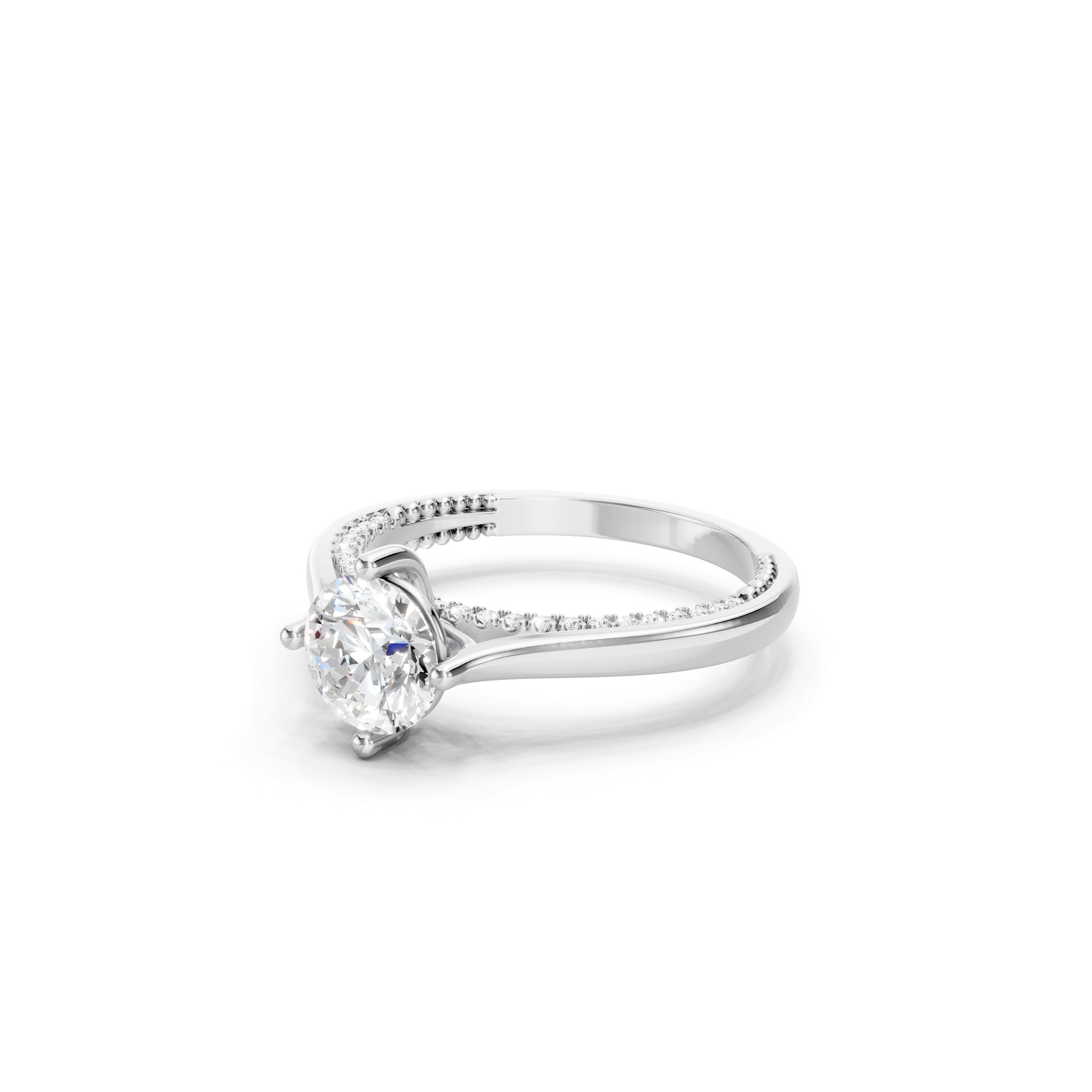 1.50 CT Round Lab Grown Diamond Ring, 14K Gold Hidden Halo Engagement Ring