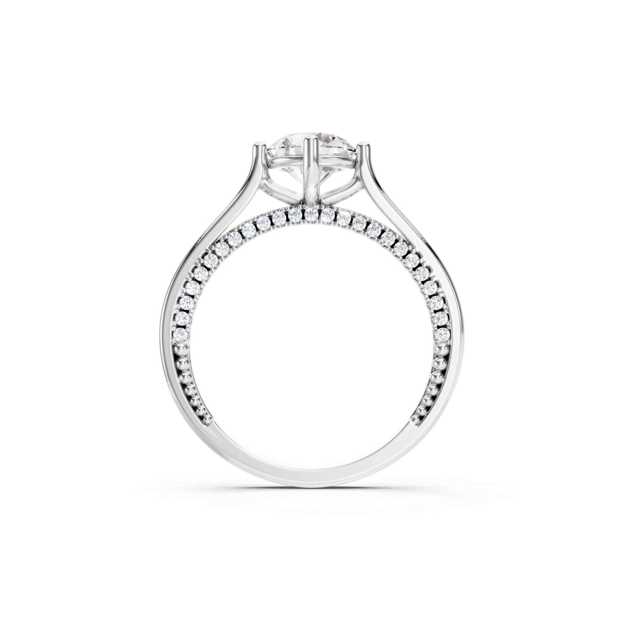 1.50 CT Round Lab Grown Diamond Ring, 14K Gold Hidden Halo Engagement Ring