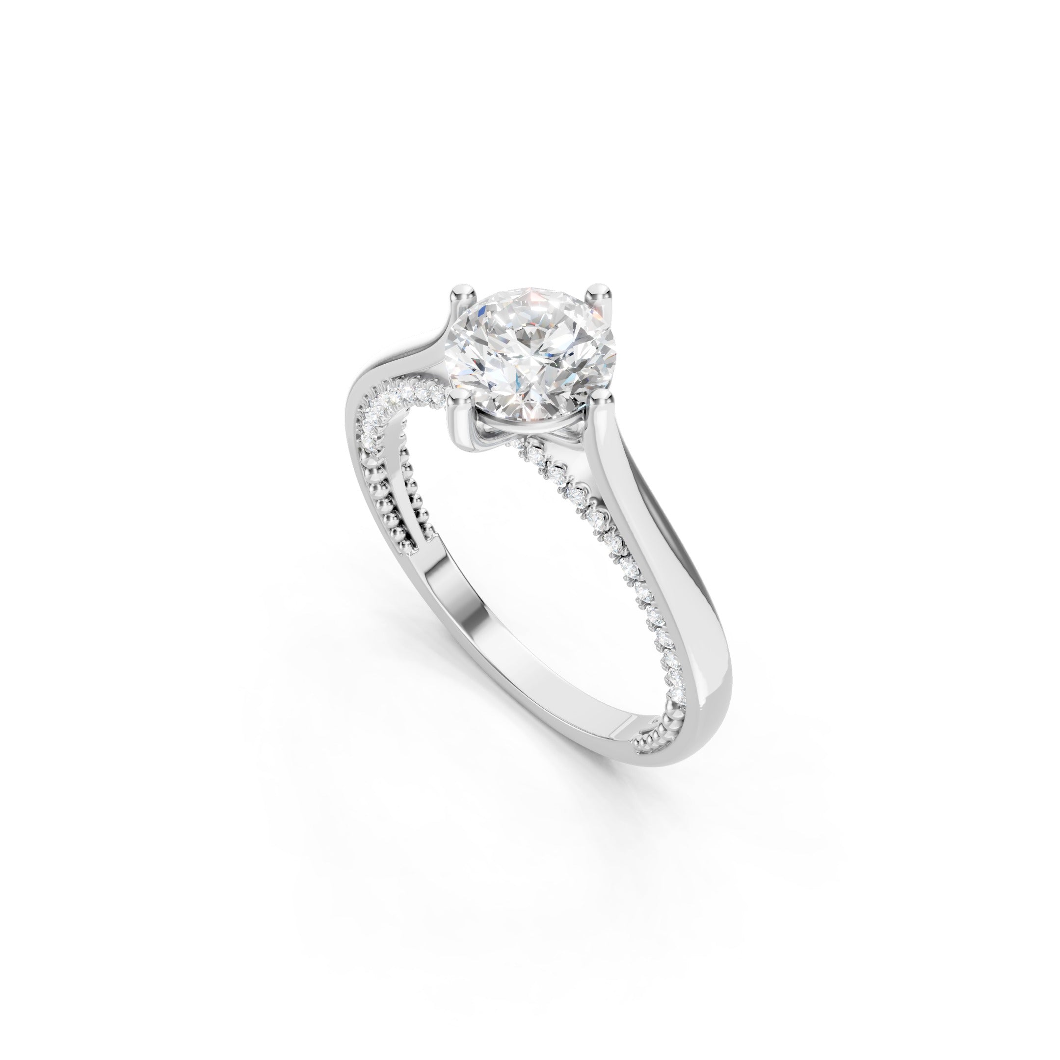 1.50 CT Round Lab Grown Diamond Ring, 14K Gold Hidden Halo Engagement Ring