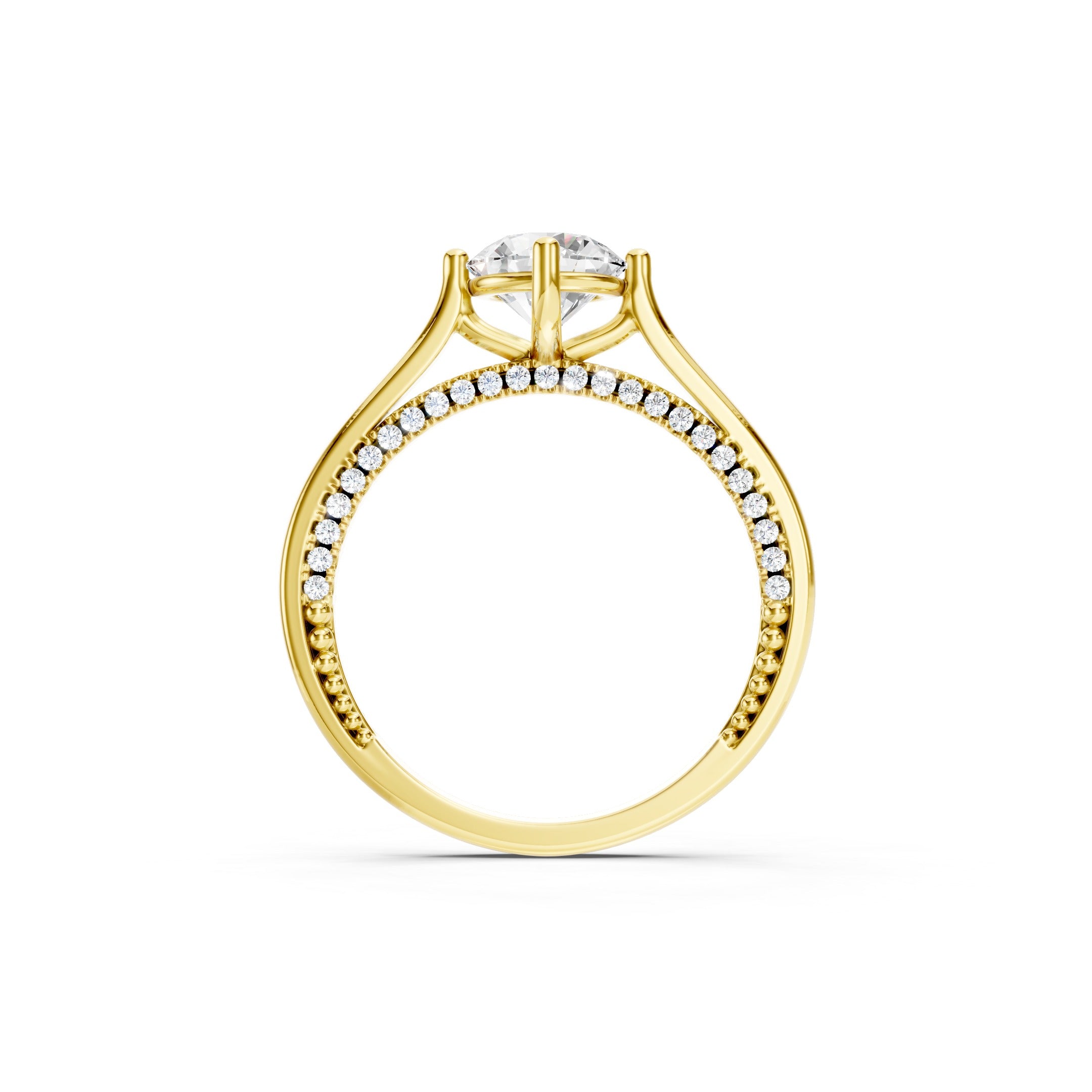 1.50 CT Round Lab Grown Diamond Ring, 14K Gold Hidden Halo Engagement Ring