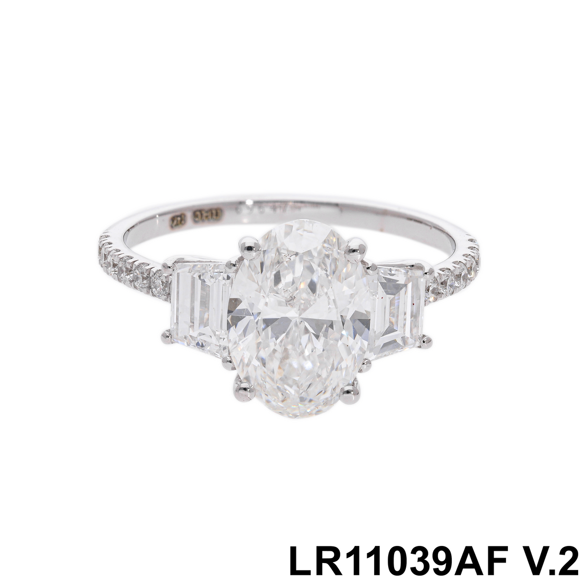 2.50 Ct VS Oval & Trapezoid Cut Lab-Grown Diamond Engagement Ring | 14k white Gold
