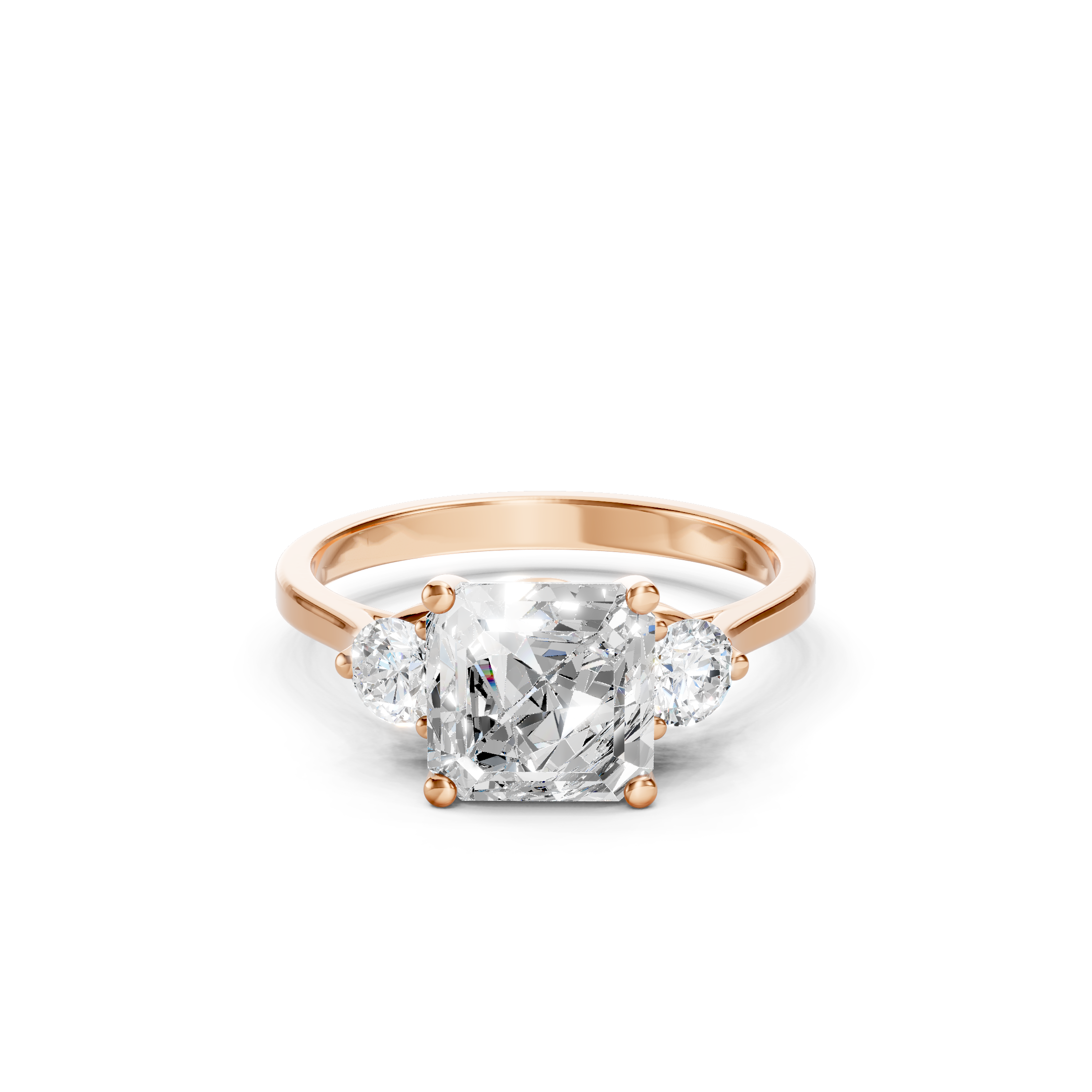 2.50 CT Asscher Cut Lab Grown Three Stone Diamond Engagement Ring