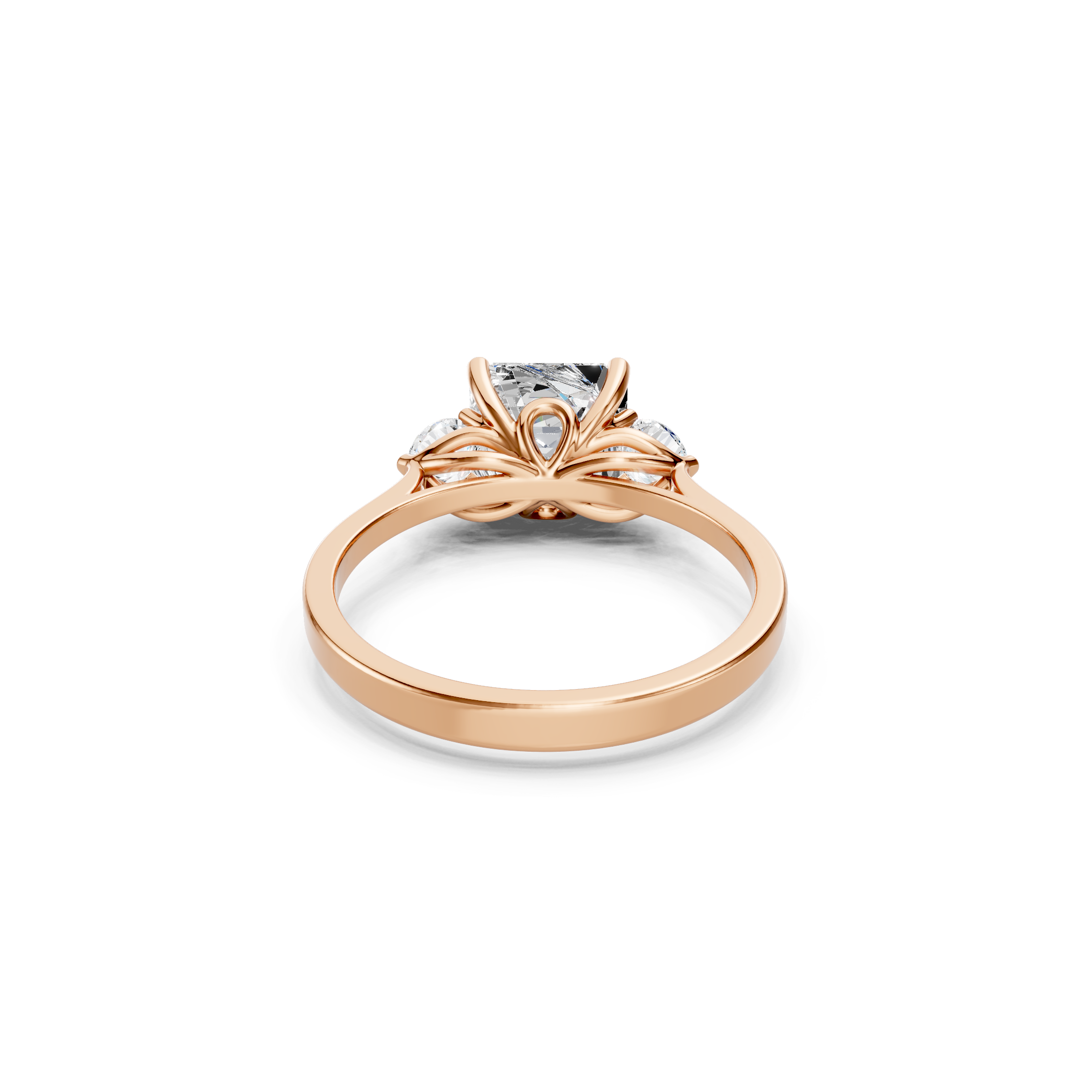 2.50 CT Asscher Cut Lab Grown Three Stone Diamond Engagement Ring