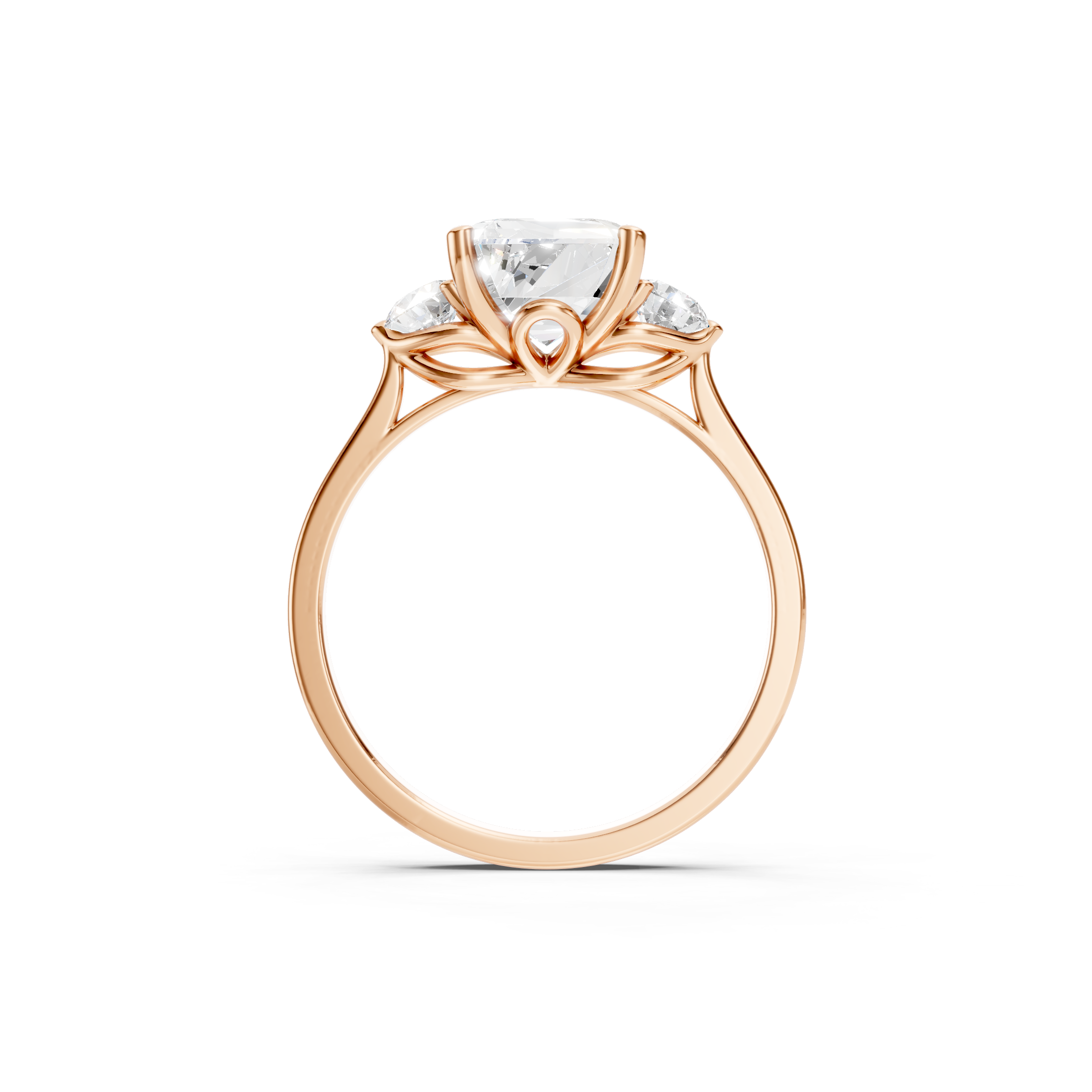 2.50 CT Asscher Cut Lab Grown Three Stone Diamond Engagement Ring