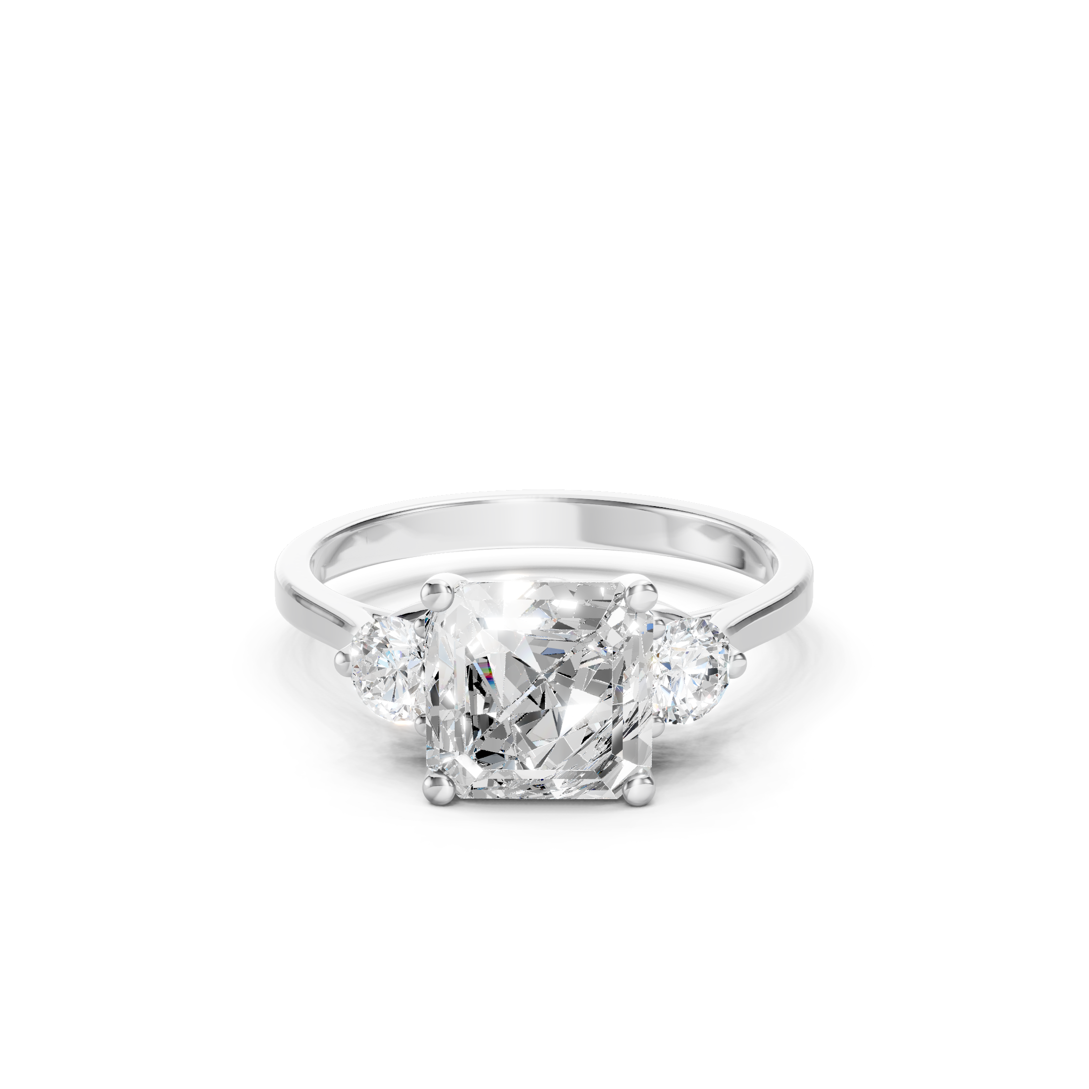 2.50 CT Asscher Cut Lab Grown Three Stone Diamond Engagement Ring