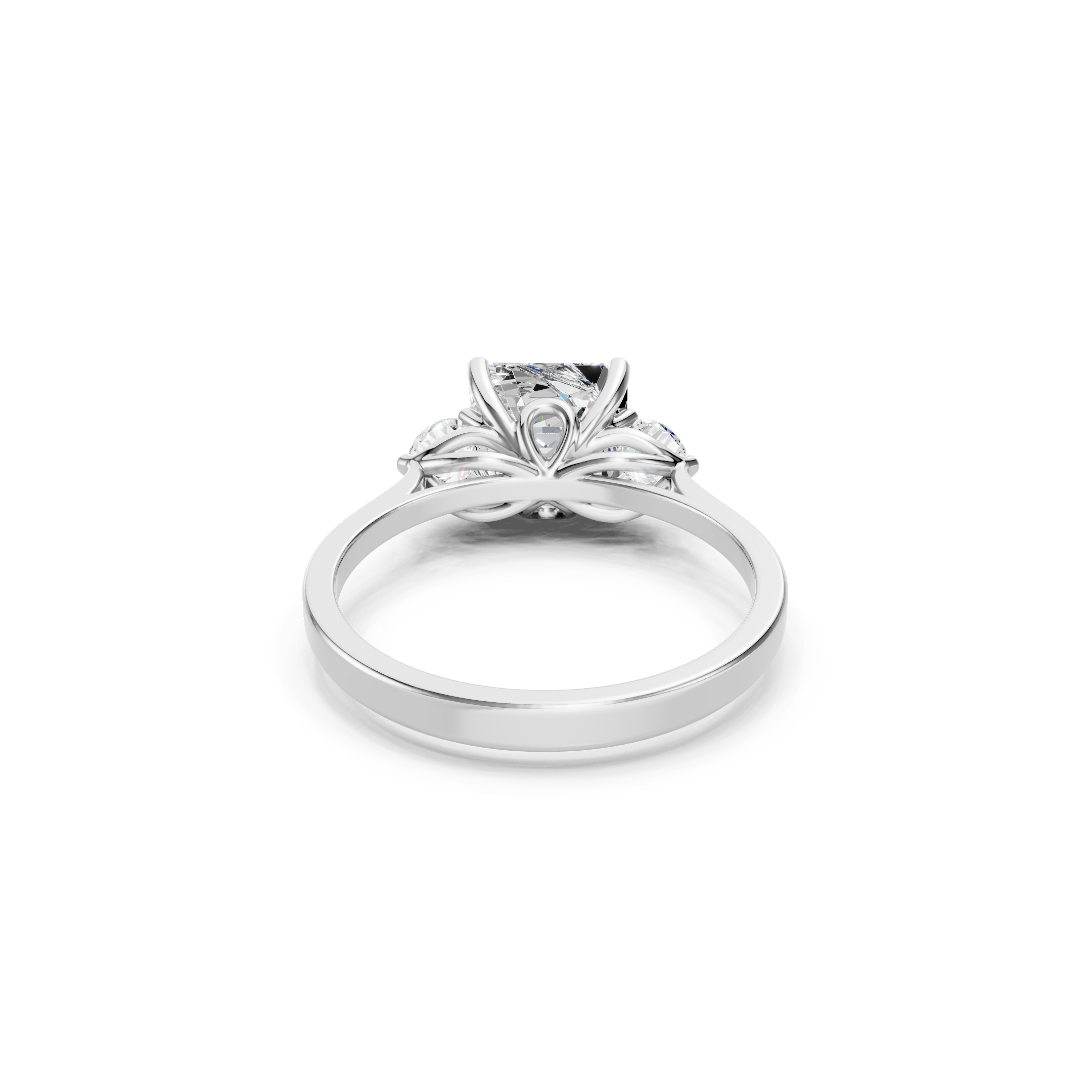 2.50 CT Asscher Cut Lab Grown Three Stone Diamond Engagement Ring