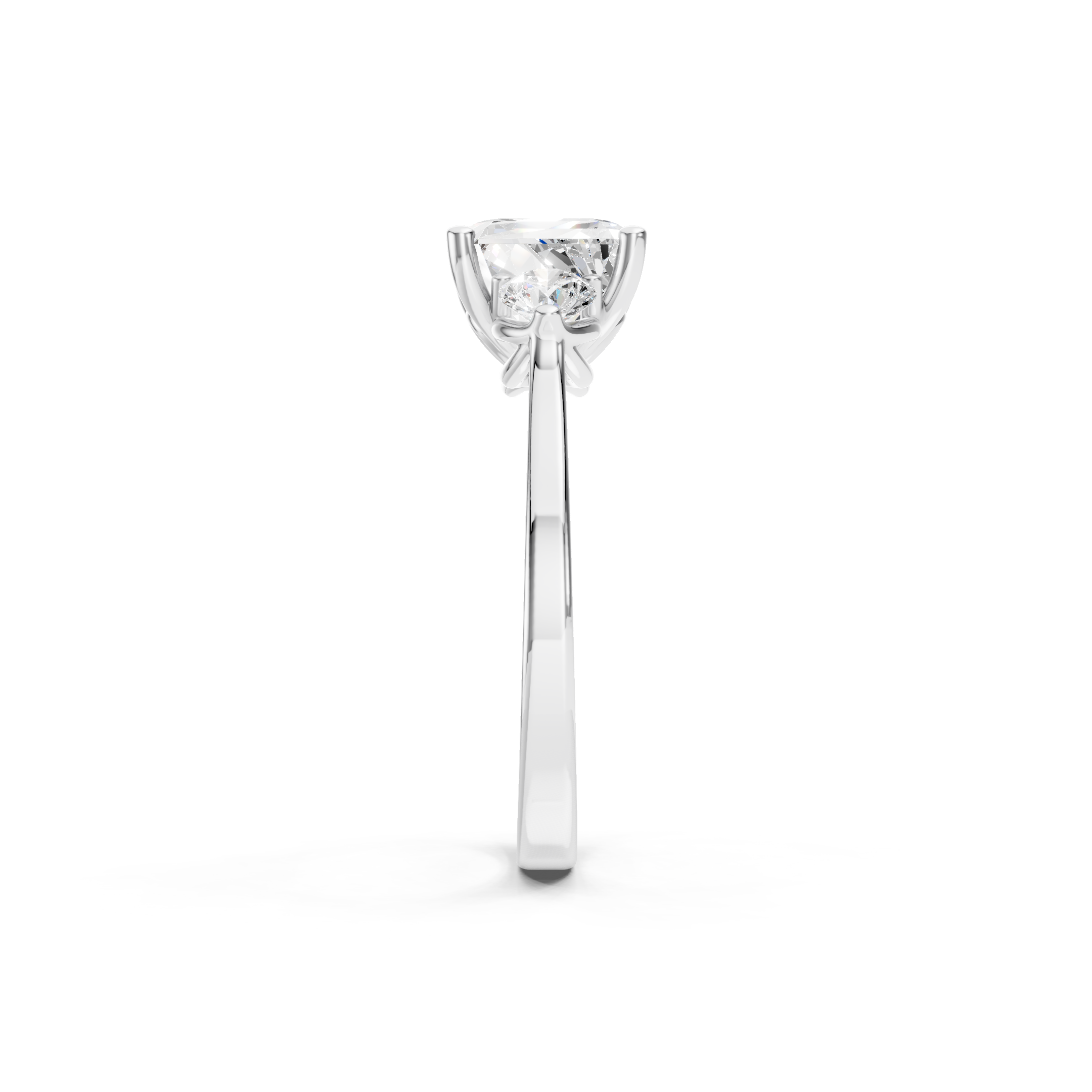 2.50 CT Asscher Cut Lab Grown Three Stone Diamond Engagement Ring