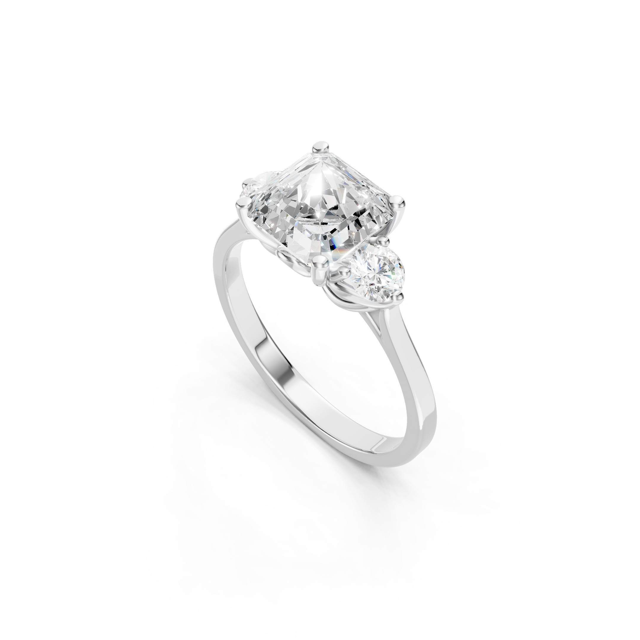 2.50 CT Asscher Cut Lab Grown Three Stone Diamond Engagement Ring