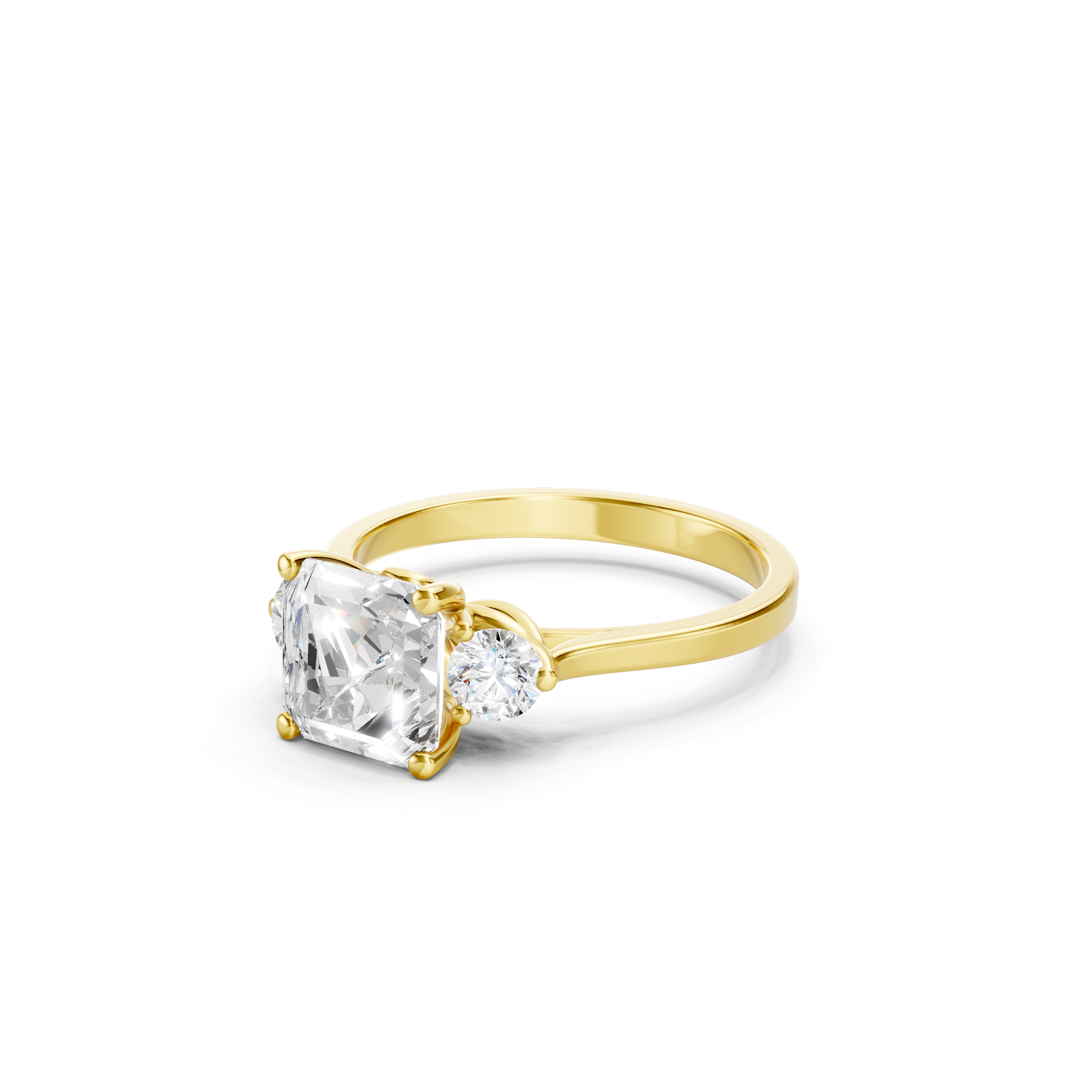 2.50 CT Asscher Cut Lab Grown Three Stone Diamond Engagement Ring