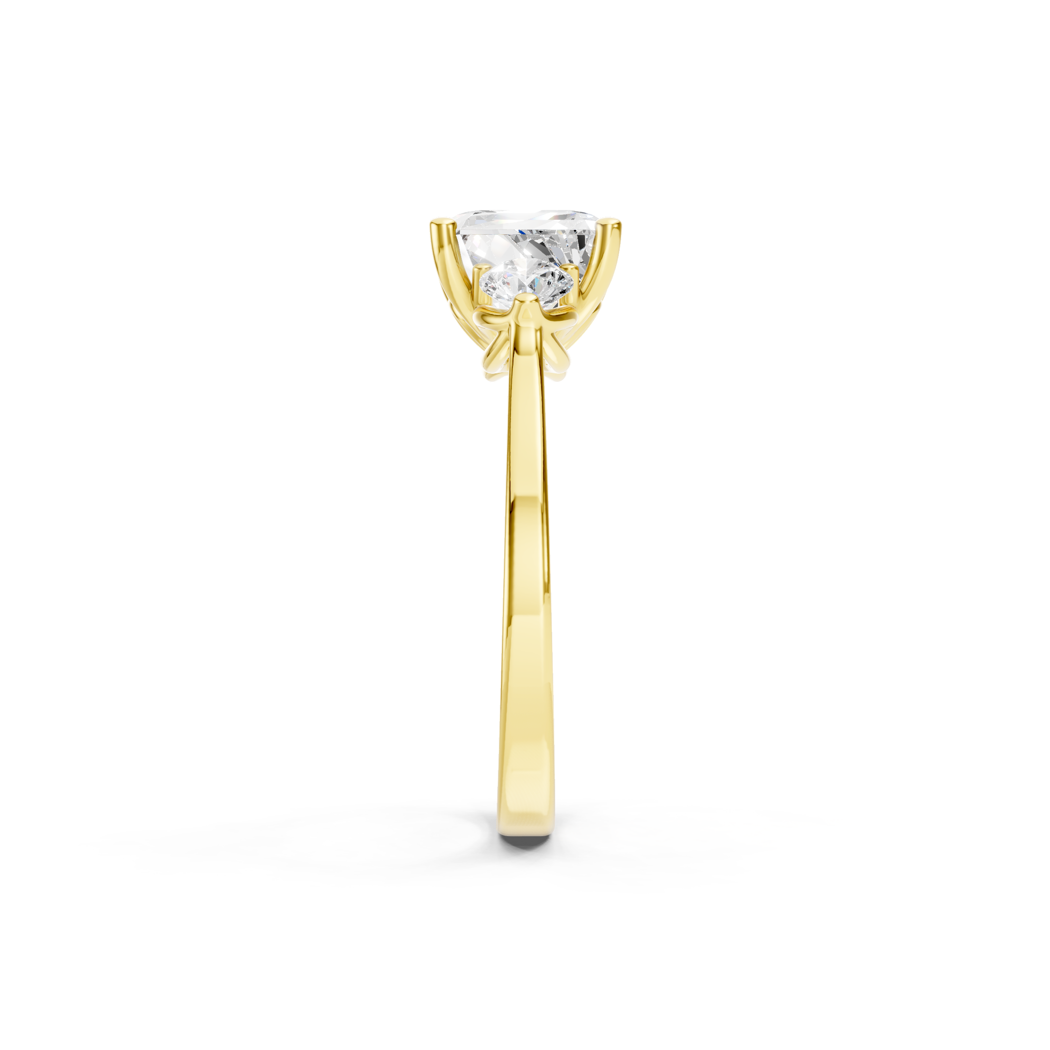 2.50 CT Asscher Cut Lab Grown Three Stone Diamond Engagement Ring